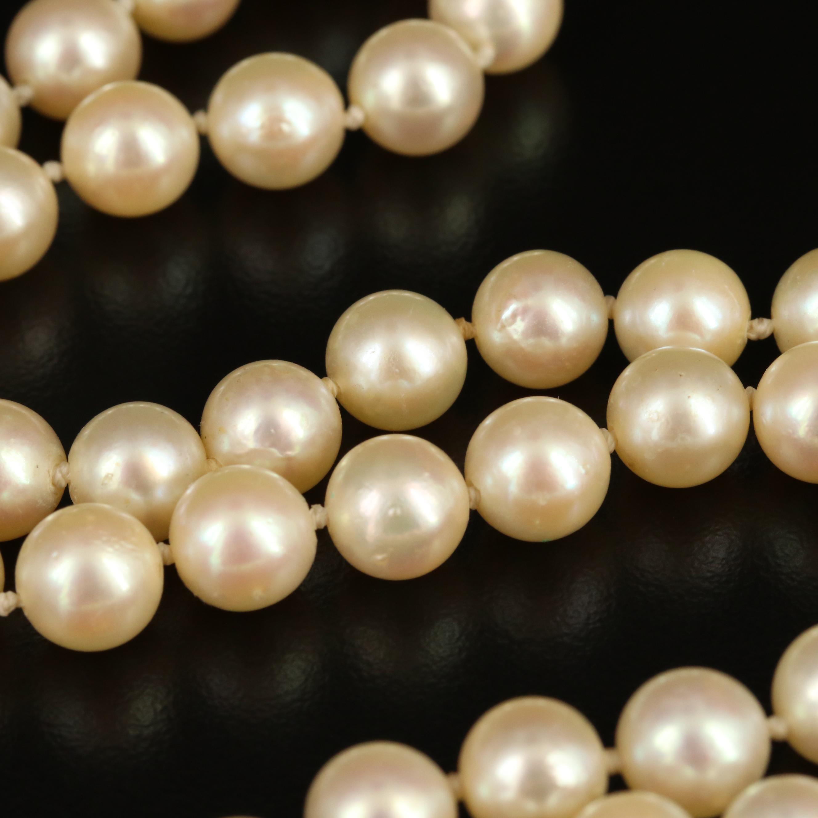 Endless Knotted Pearl Necklace