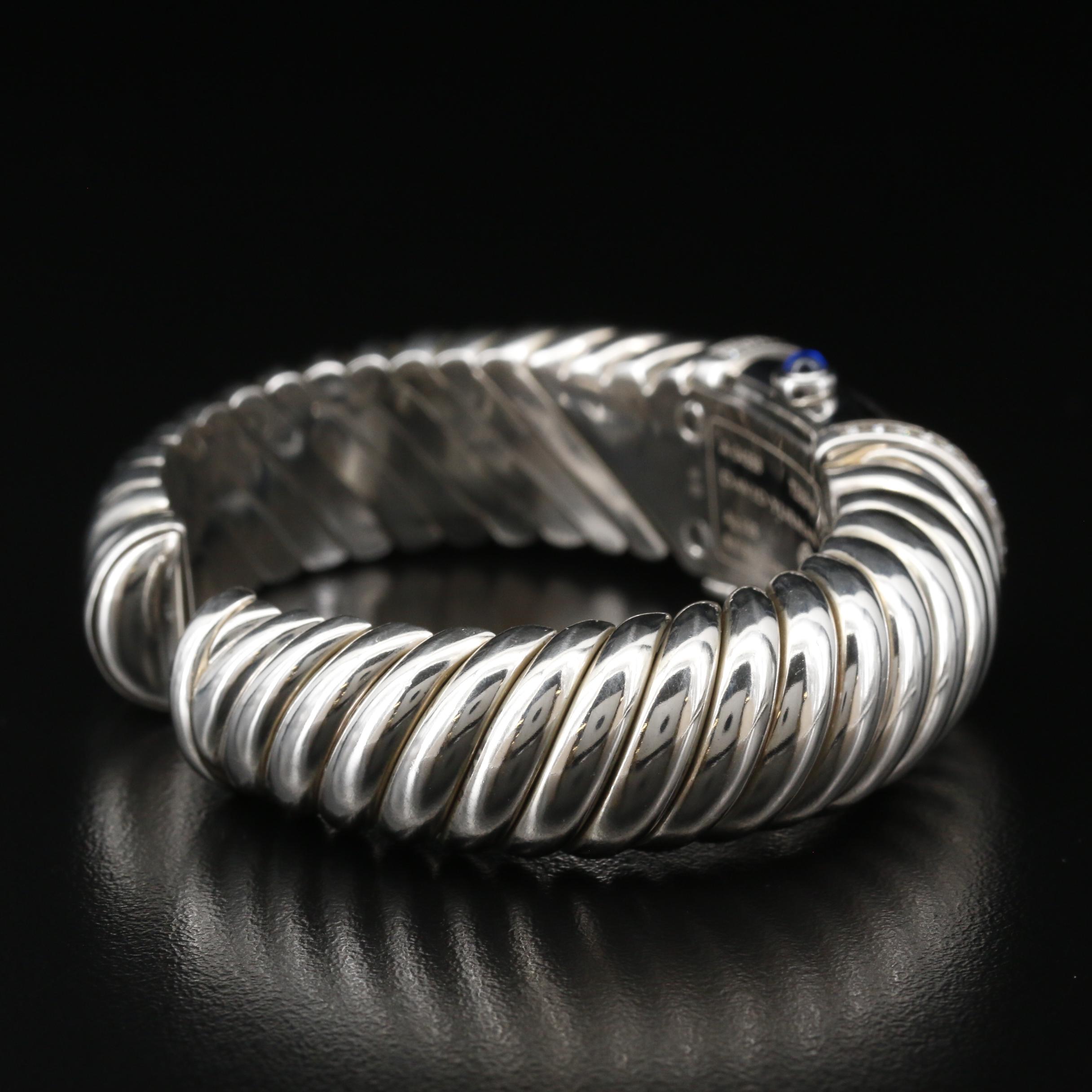 David Yurman "Waverly" Sterling Silver Diamond Cuff Watch