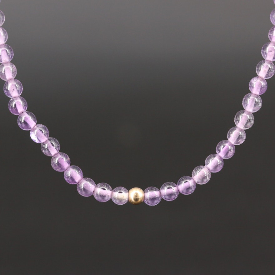Amethyst Strand Necklace with 14K Clasp and Beads