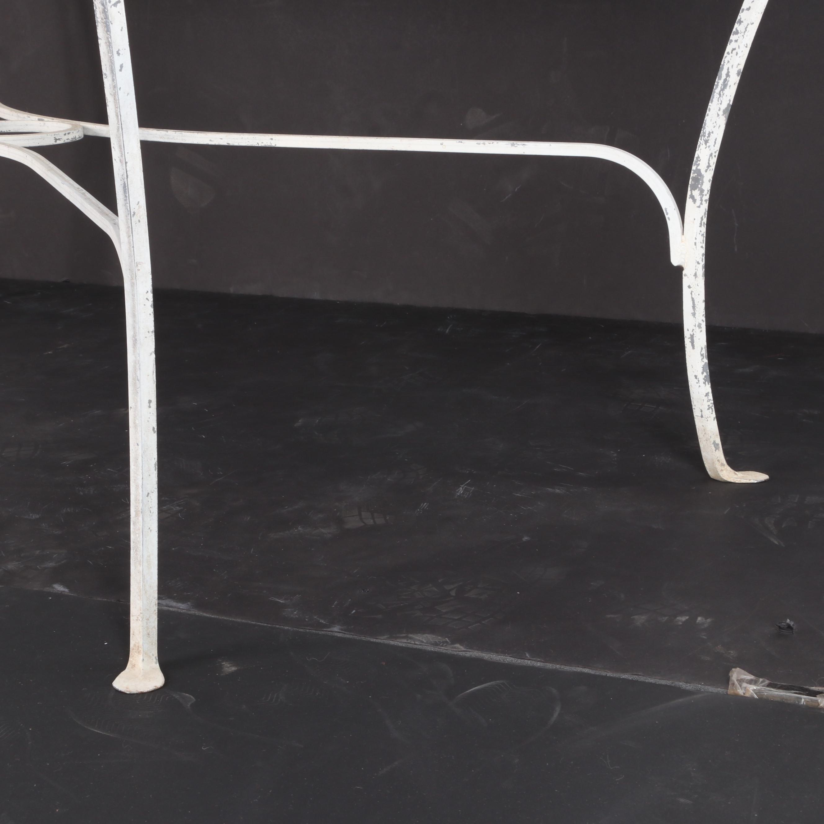 Painted Metal Glass Top Patio Dining Table, Late 20th Century