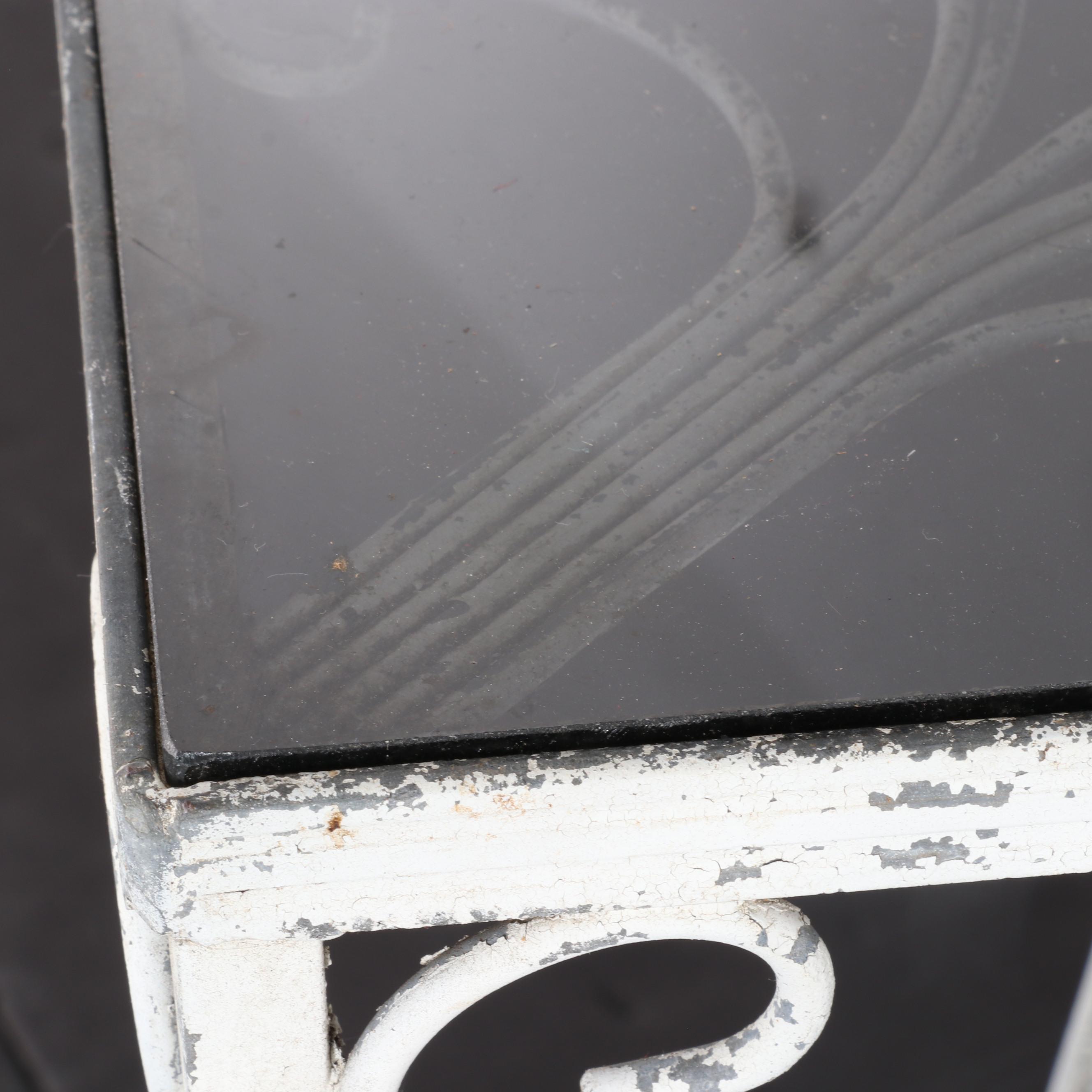 Painted Metal Glass Top Patio Dining Table, Late 20th Century