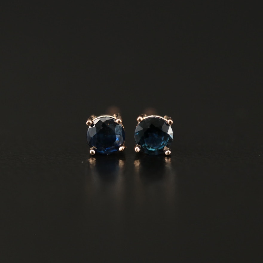 14K Rose Gold Sapphire Stud Earrings