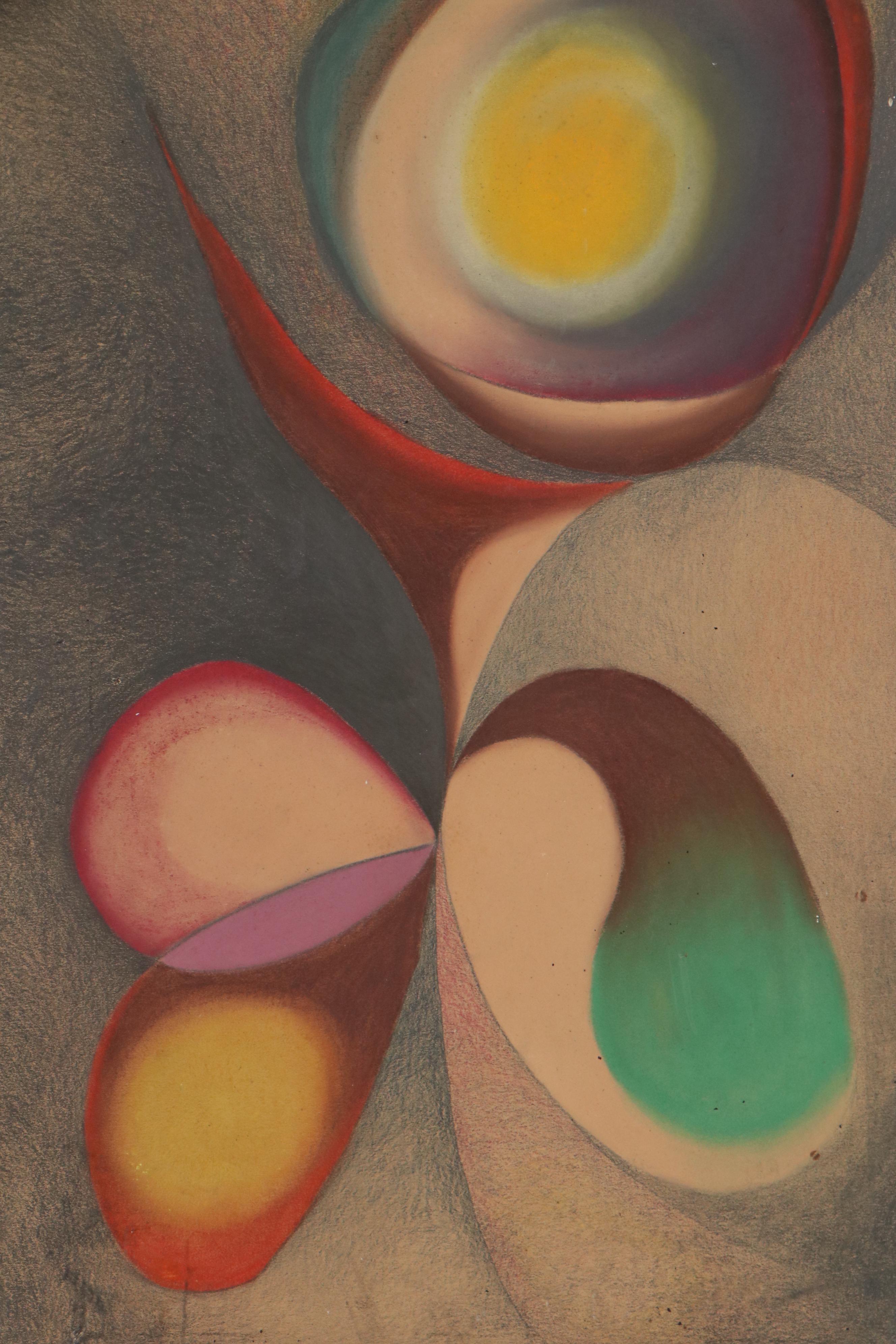 James Gerard De Martini Abstract Pastel Drawing "Bloom Burst", 1964