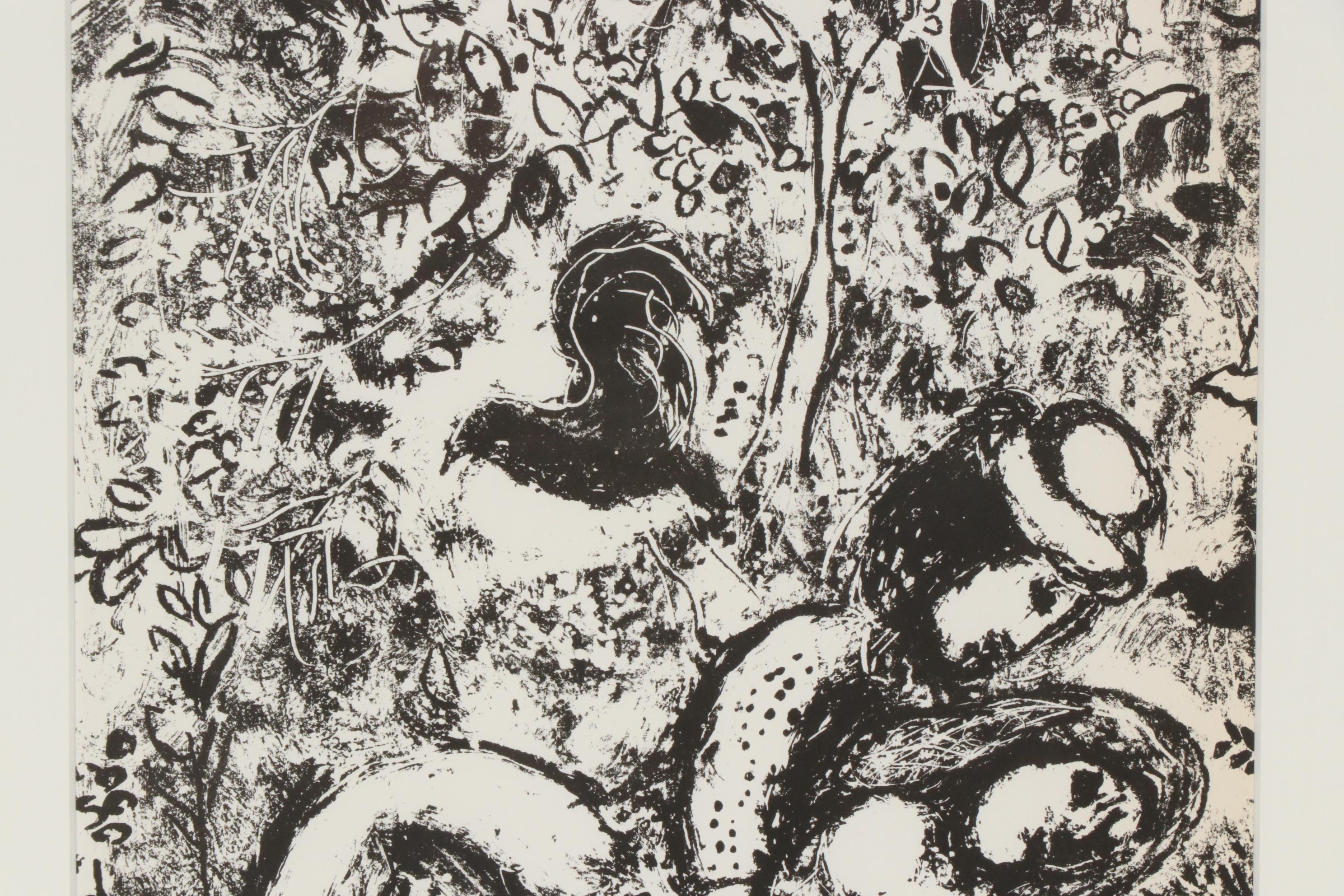 Marc Chagall Lithograph "Couple Beside Tree", 1963