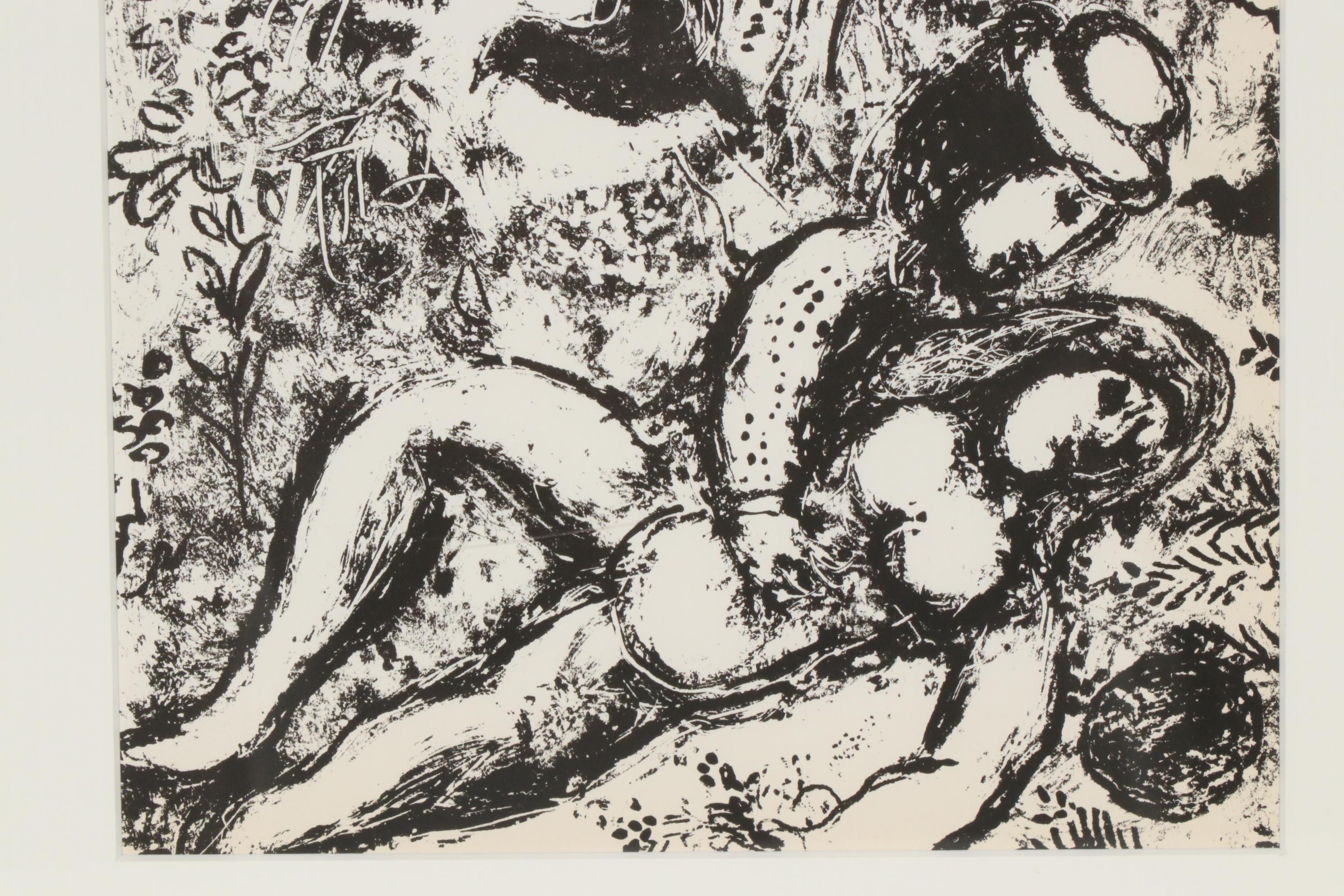 Marc Chagall Lithograph "Couple Beside Tree", 1963