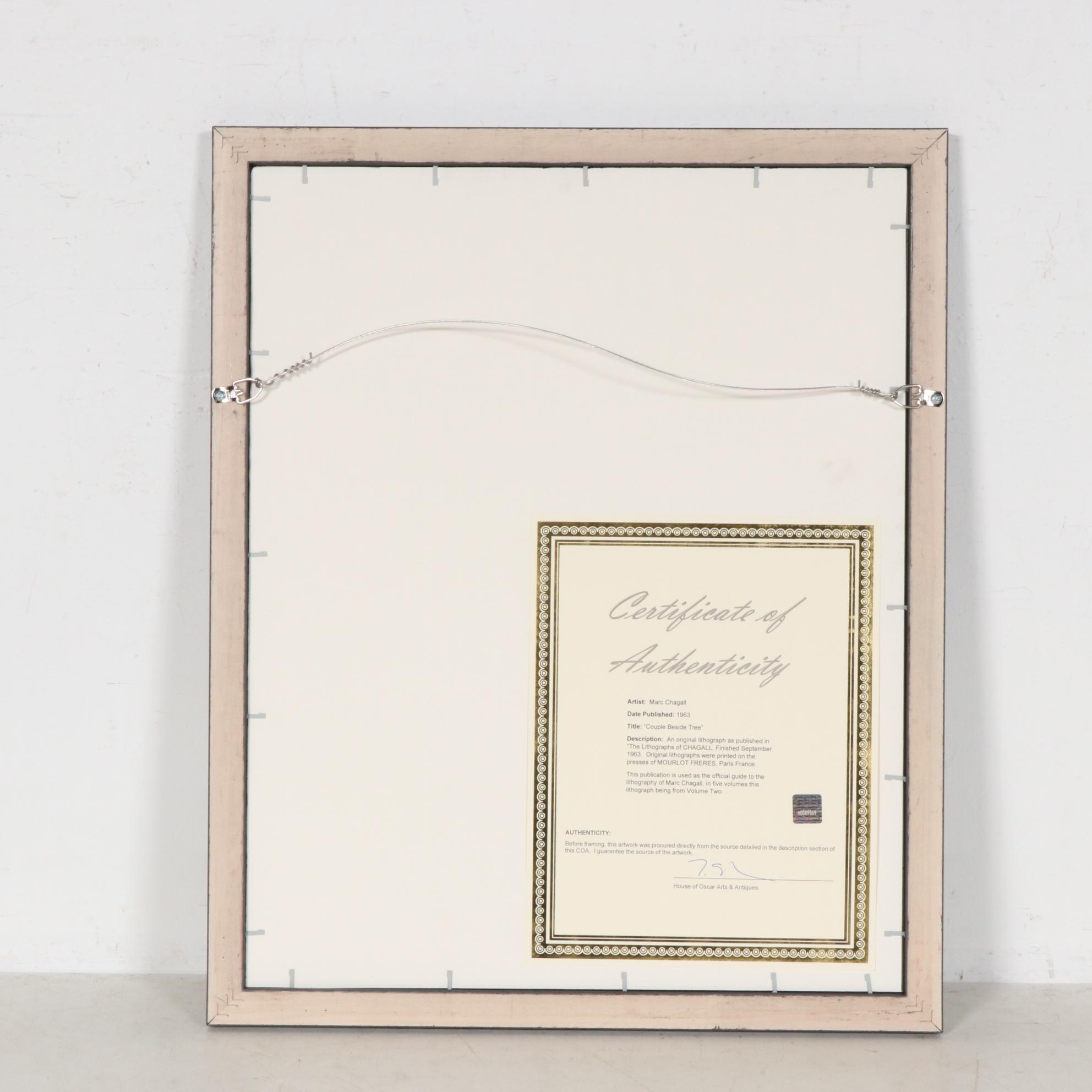 Marc Chagall Lithograph "Couple Beside Tree", 1963