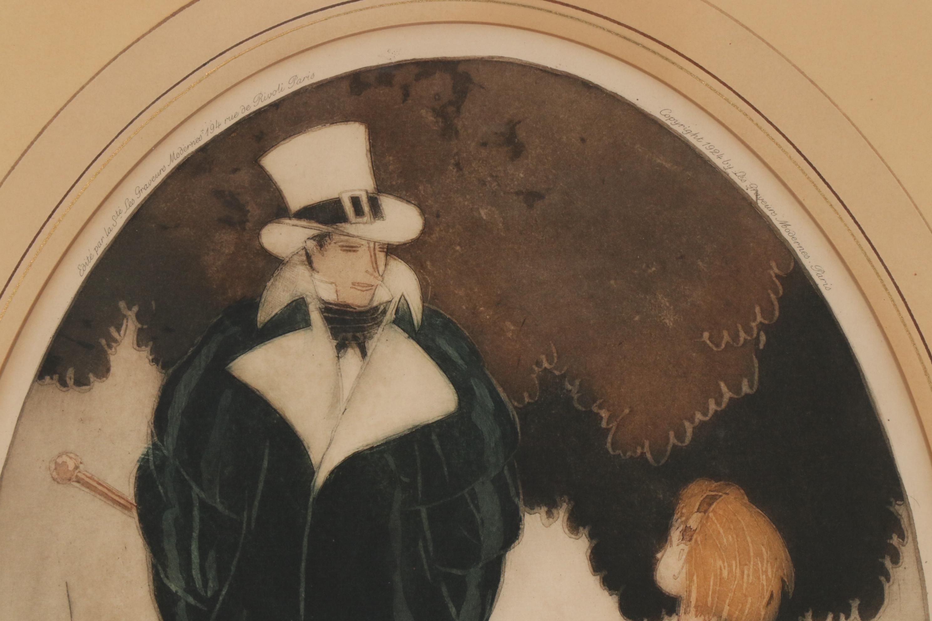 Sylvain Sauvage Aquatint Etching "Personages with Geese", 1924