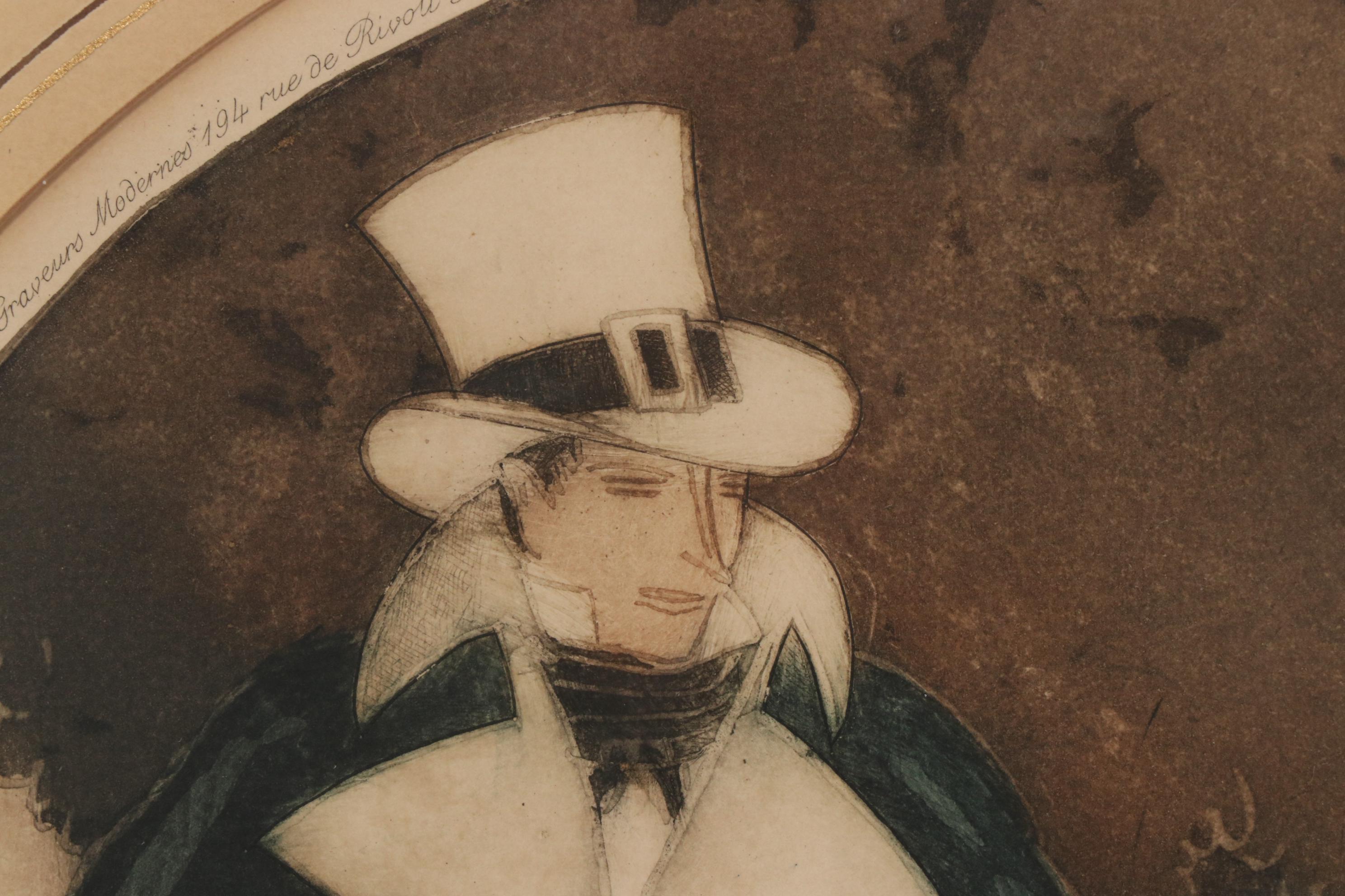 Sylvain Sauvage Aquatint Etching "Personages with Geese", 1924