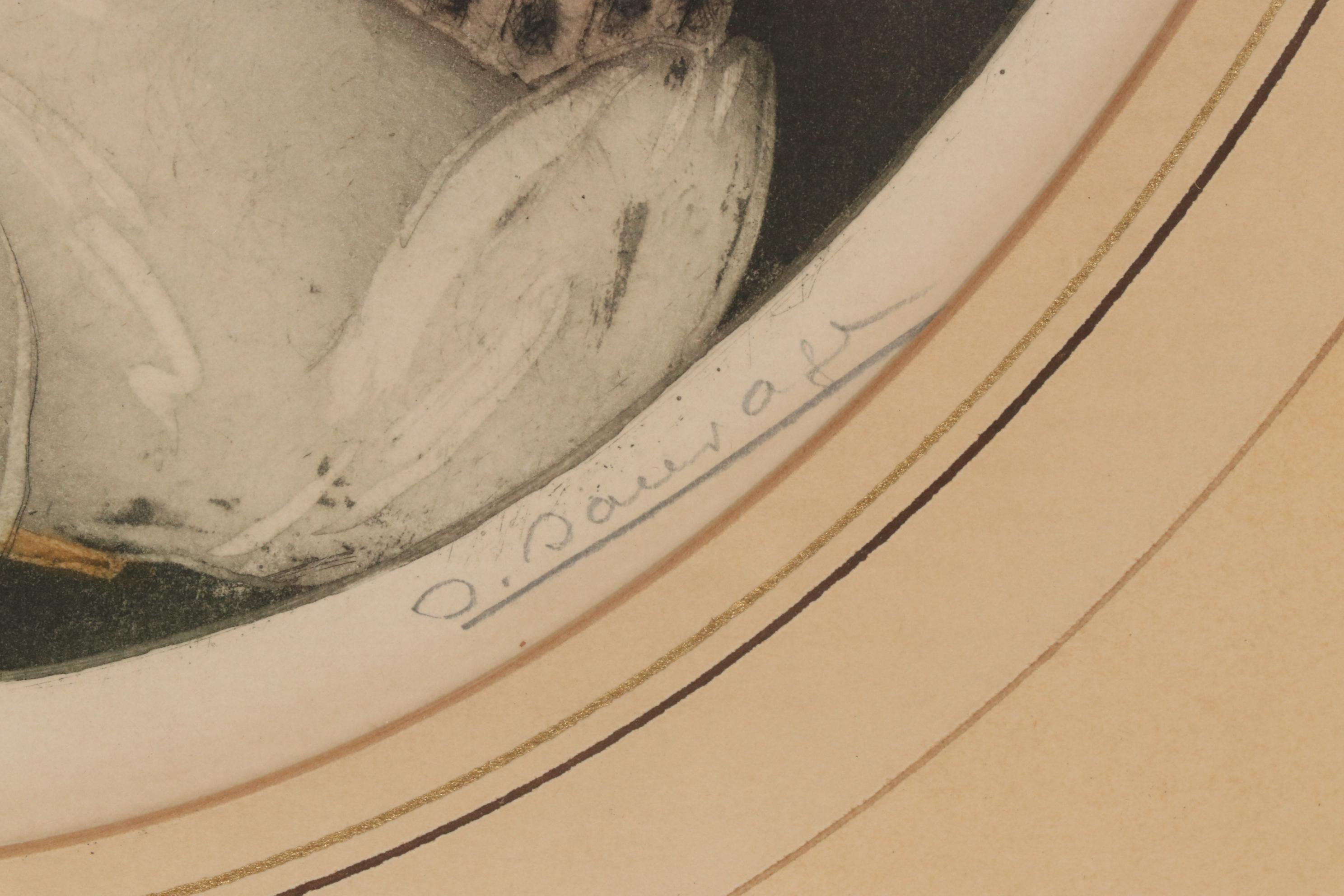 Sylvain Sauvage Aquatint Etching "Personages with Geese", 1924