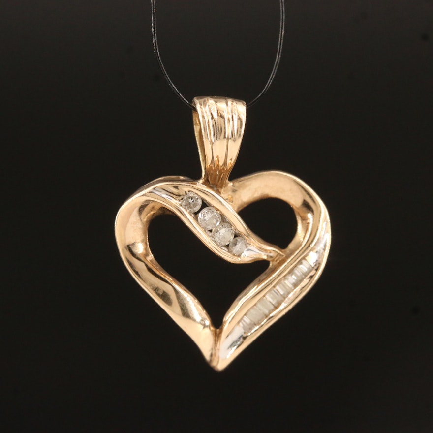 10K Diamond Heart Pendant