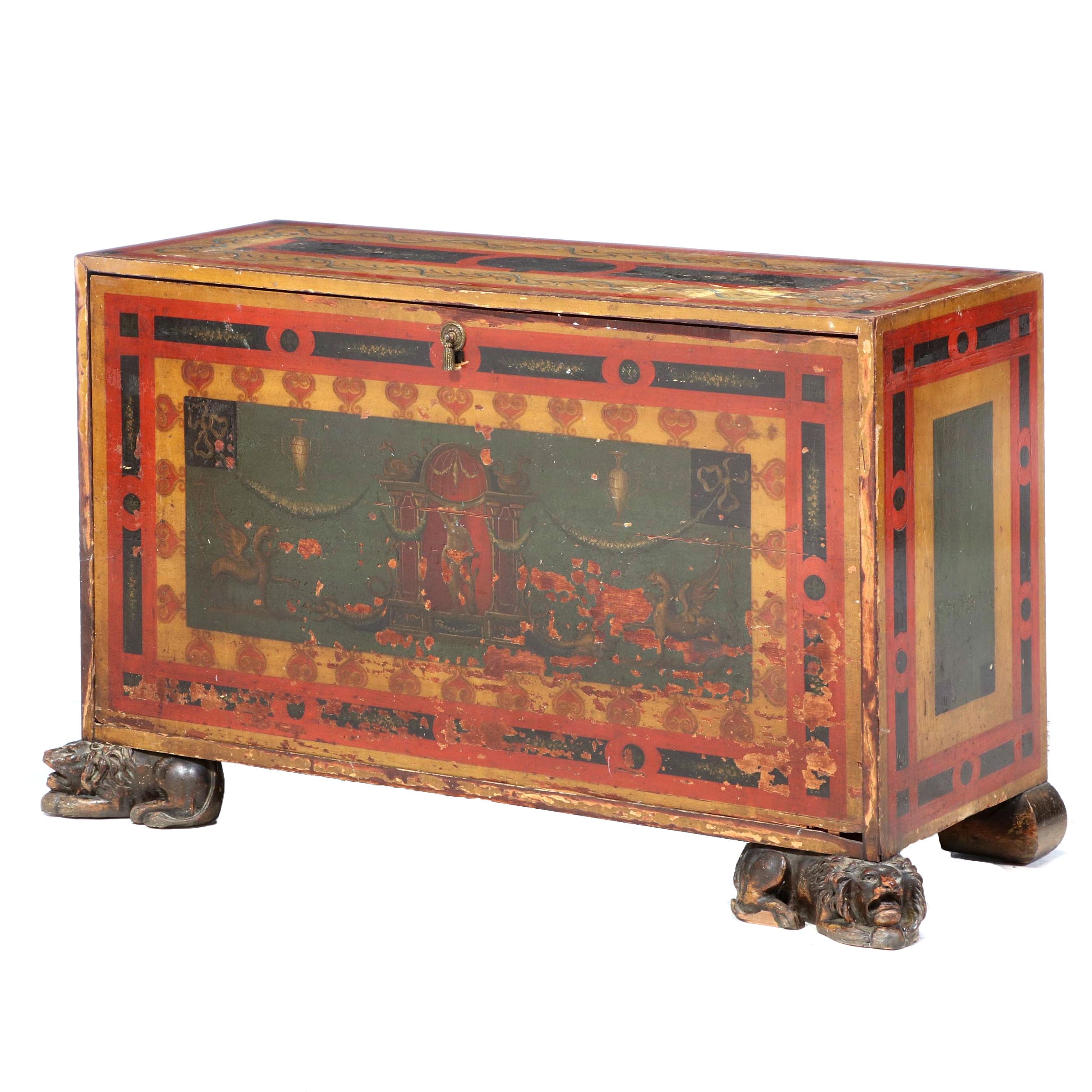 North European Polychrome Decorated Chest, Possibly Swedish