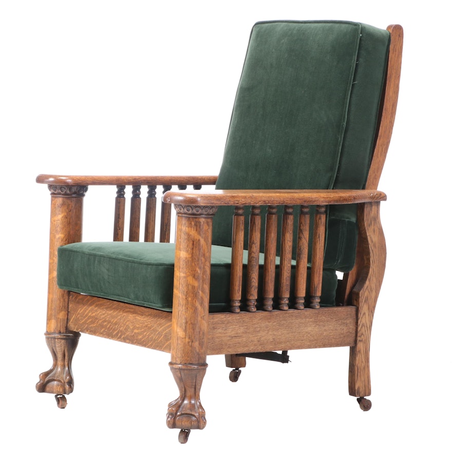 Oak Flat Arm Upholstered Arm Chair