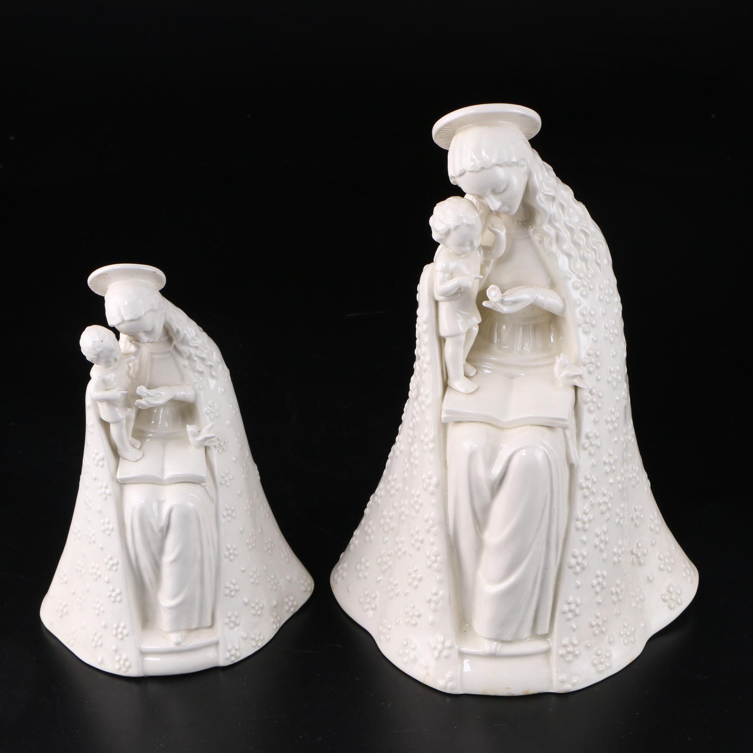 M.J. Hummel "Flower Madonna" White Porcelain Figurines, Mid to Late 20th Century