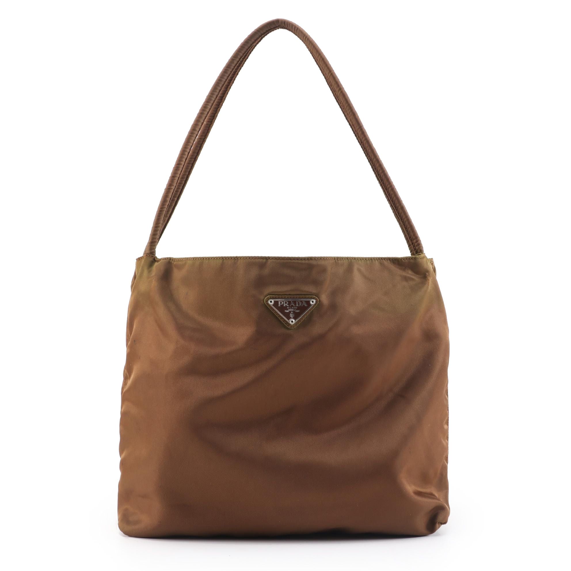 Prada Tessuto City Nylon Shoulder Tote in Bruciato
