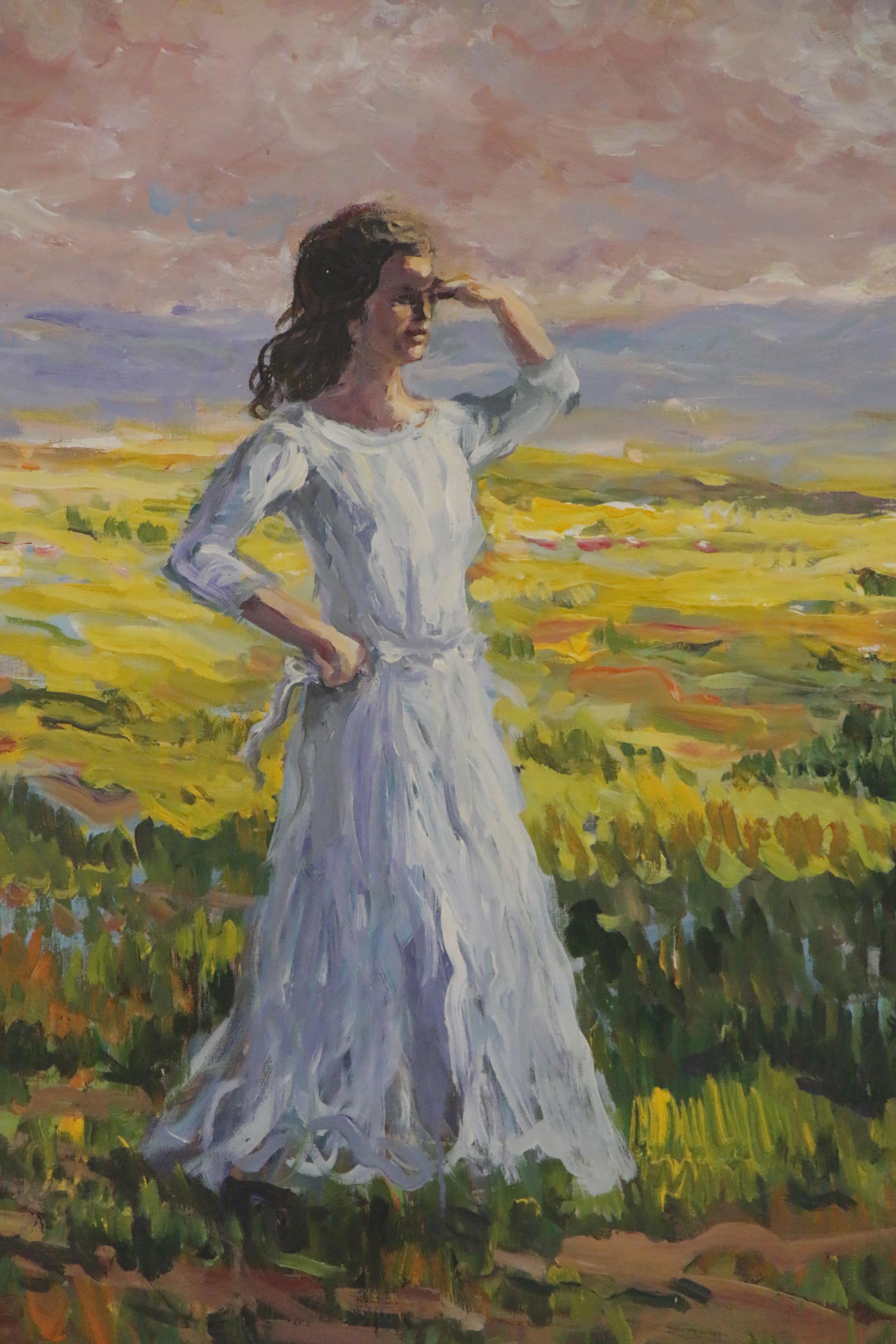 Bill Salamon Oil Painting of Figure Looking Out, 20th Century