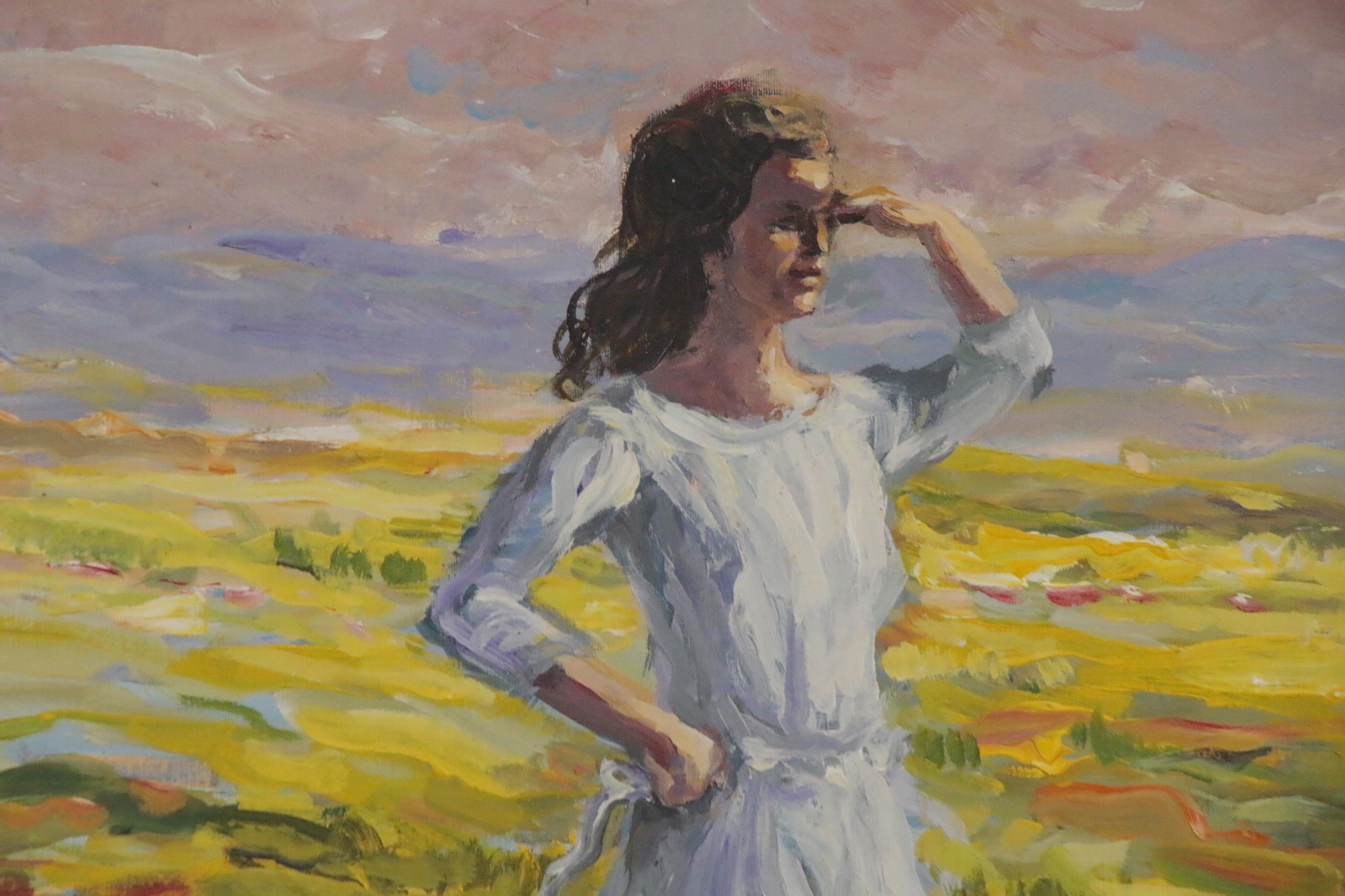 Bill Salamon Oil Painting of Figure Looking Out, 20th Century