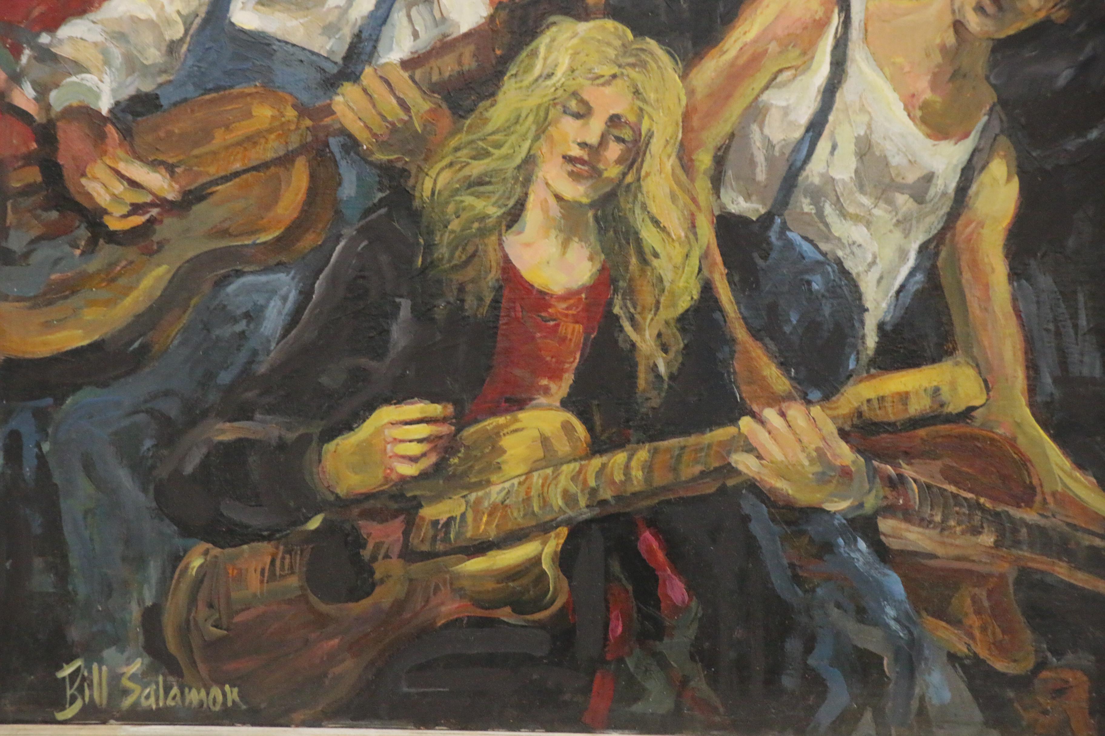 Bill Salamon Oil Painting of Band, 20th Century