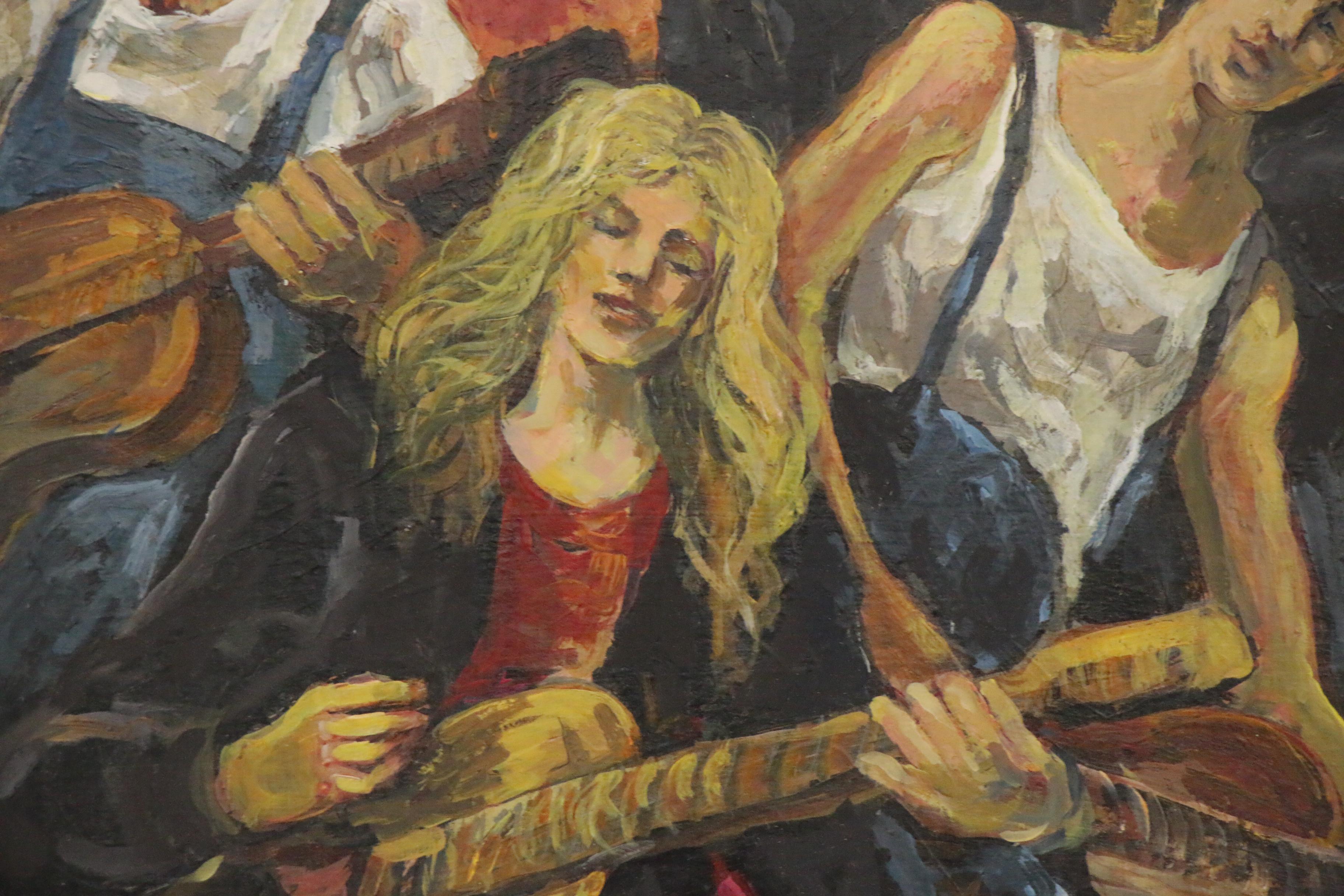 Bill Salamon Oil Painting of Band, 20th Century