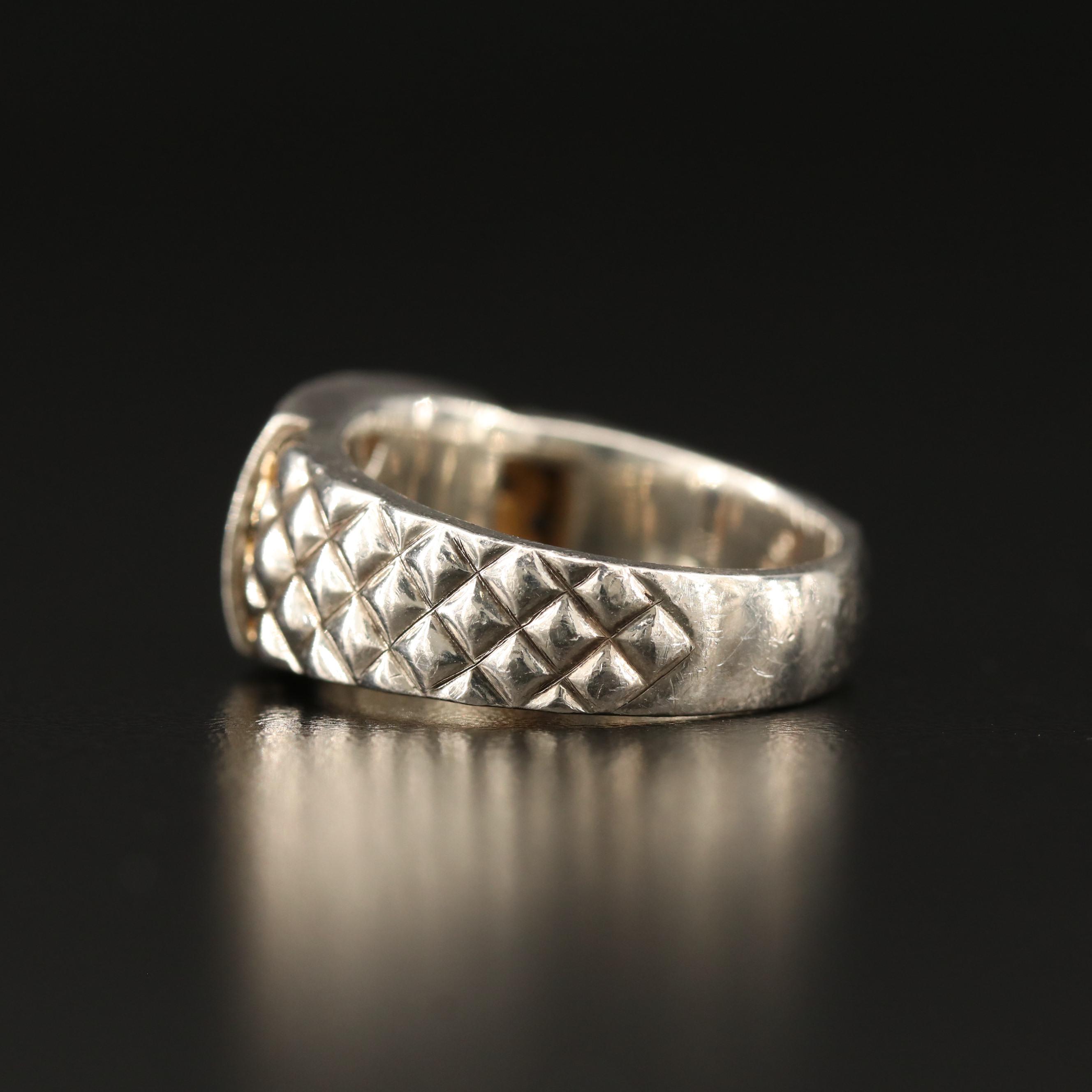 Bagley & Hotchkiss Sterling Hematite, Onyx and Sapphire Ring with 18K Accents