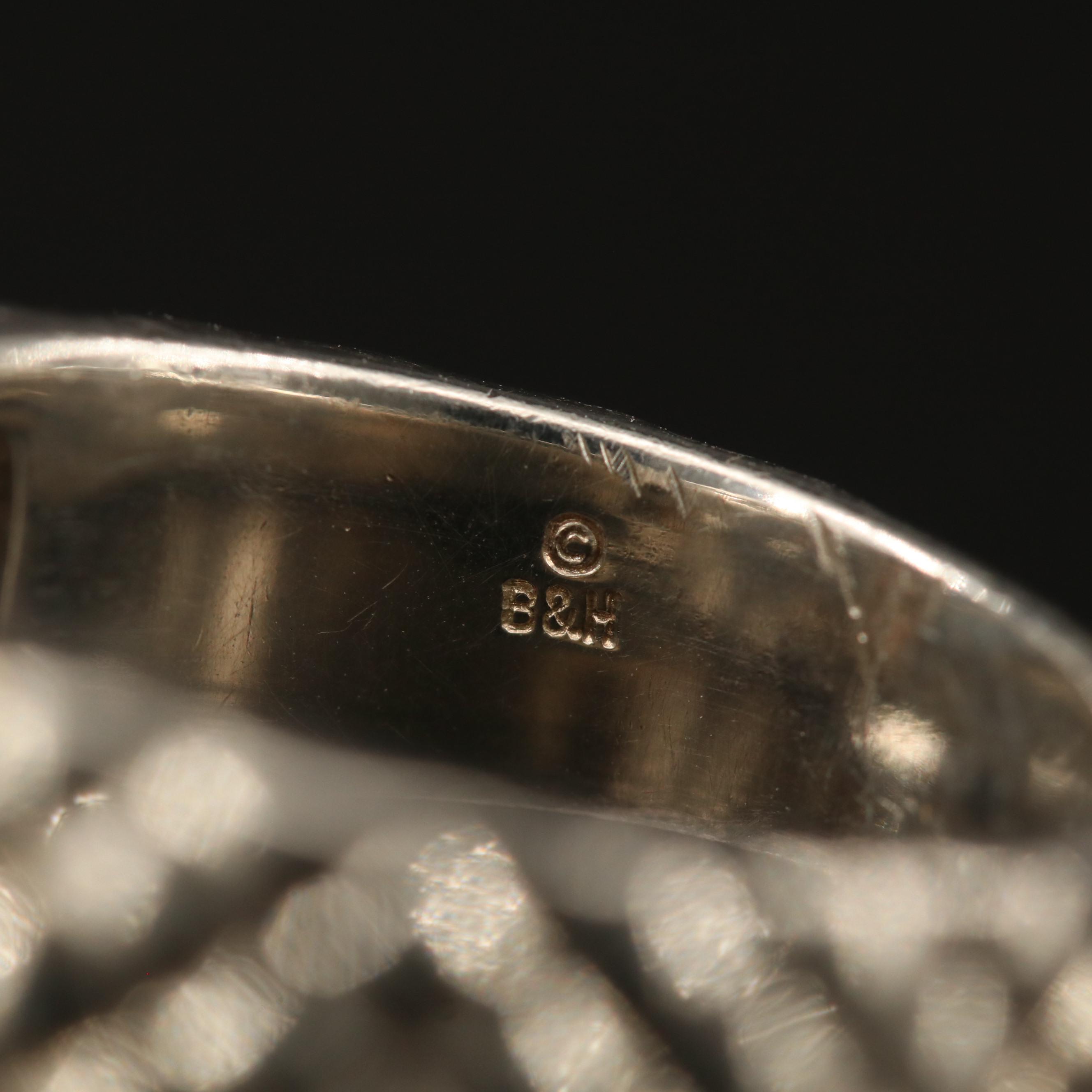 Bagley & Hotchkiss Sterling Hematite, Onyx and Sapphire Ring with 18K Accents