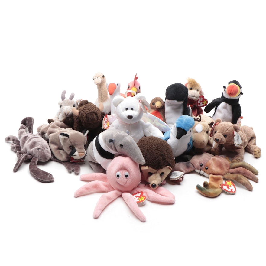 Beanie Baby "Inky" with Tag Misprints and Other Beanie Babies