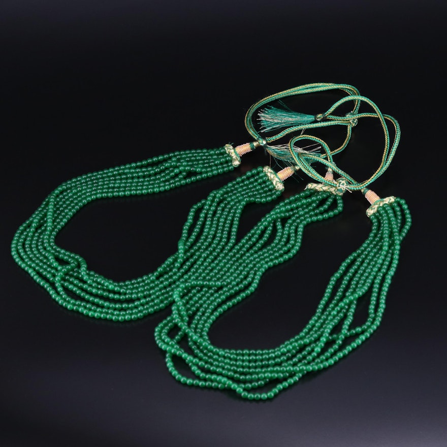 Beaded Quench Crackled Quartz Adjustable Multi-Strand Necklaces
