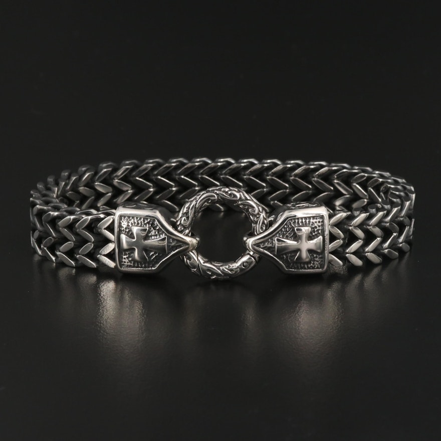 Double Cross and Curb Link Bracelet