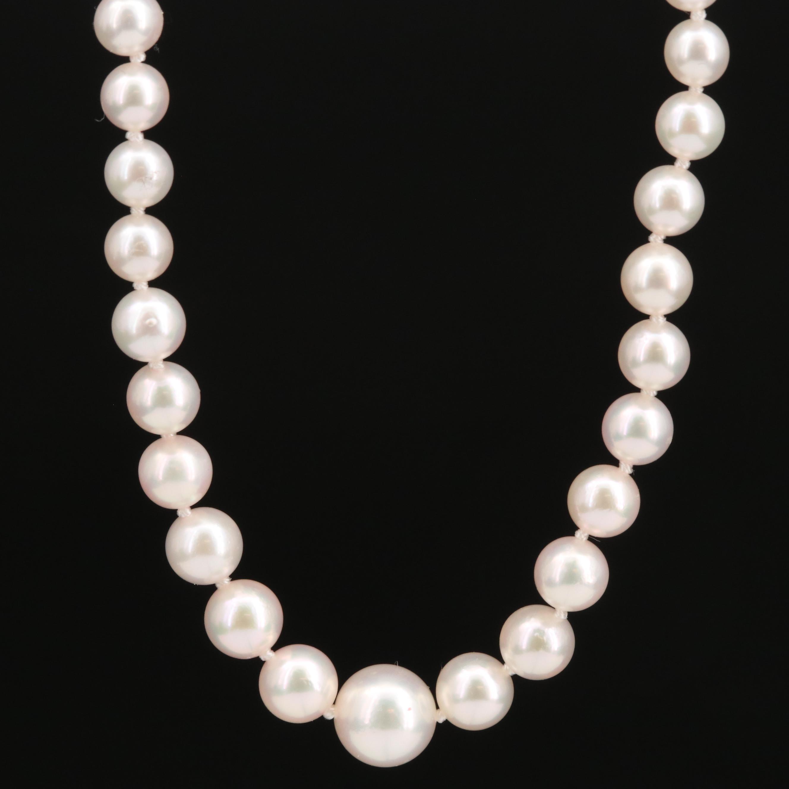 Mikimoto Pearl Graduated Necklace with 18K Clasp