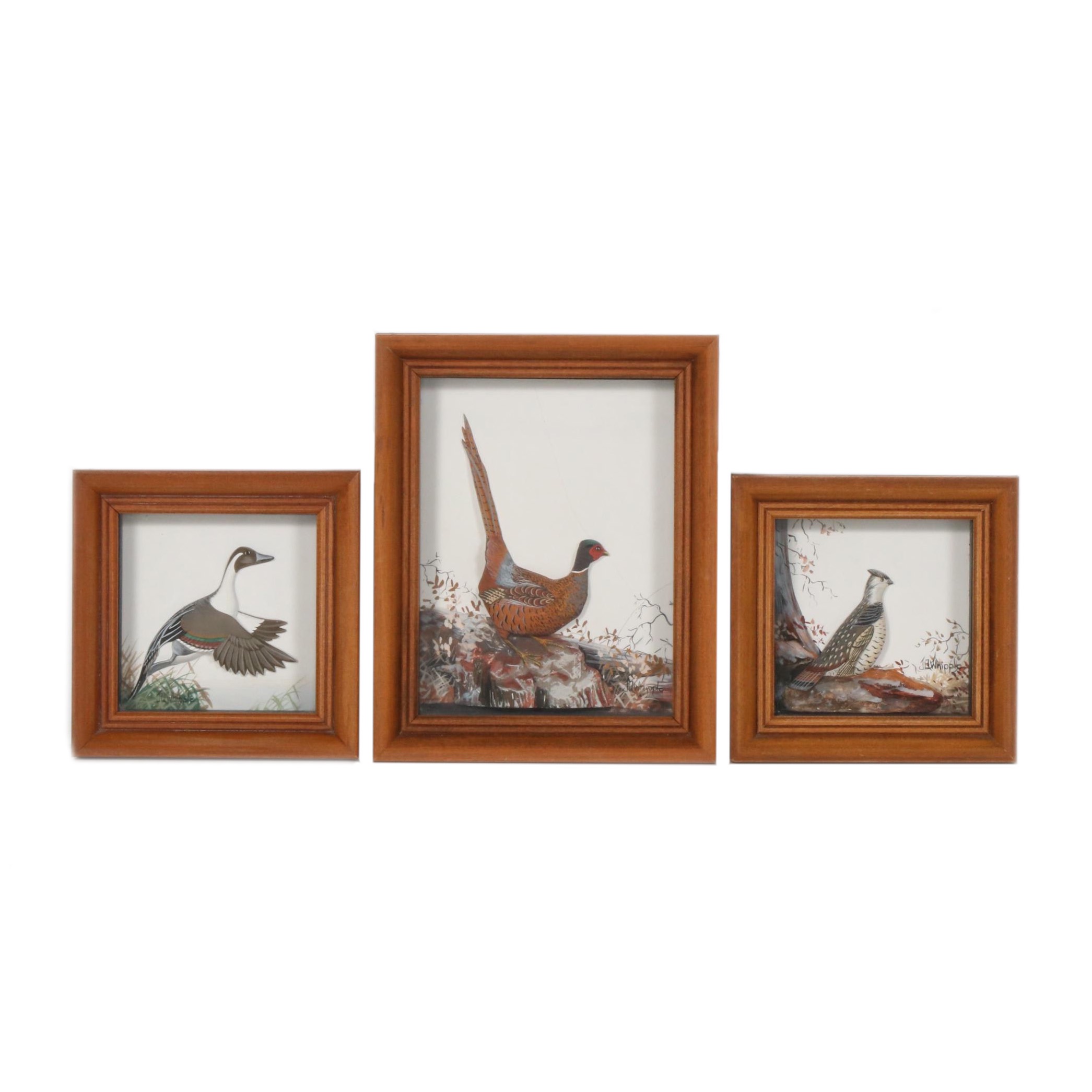 Joseph Q Whipple Set of Hand-Painted Bird Carvings, Circa 1940