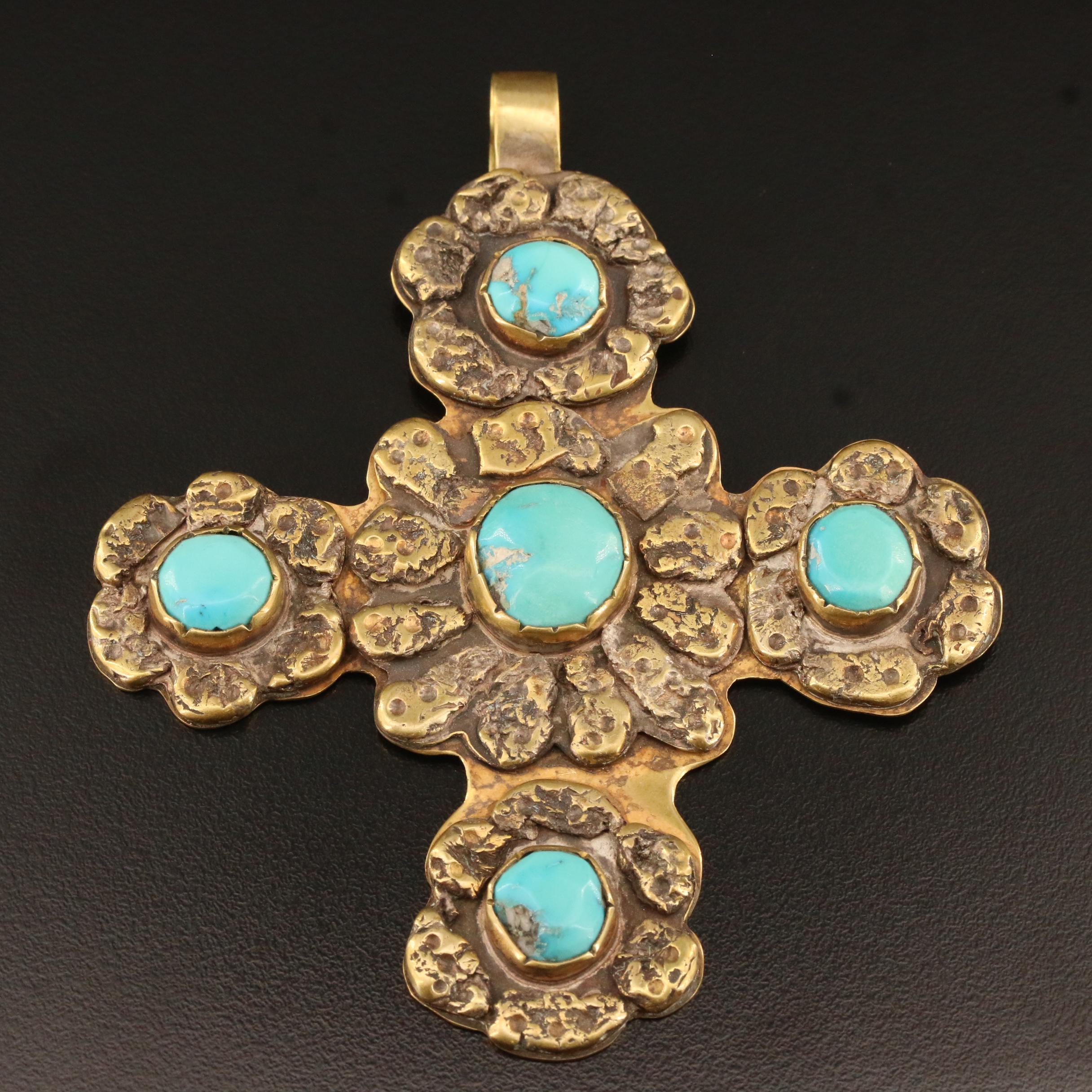 Tony Aguilar Jr. Turquoise Cross Pendant
