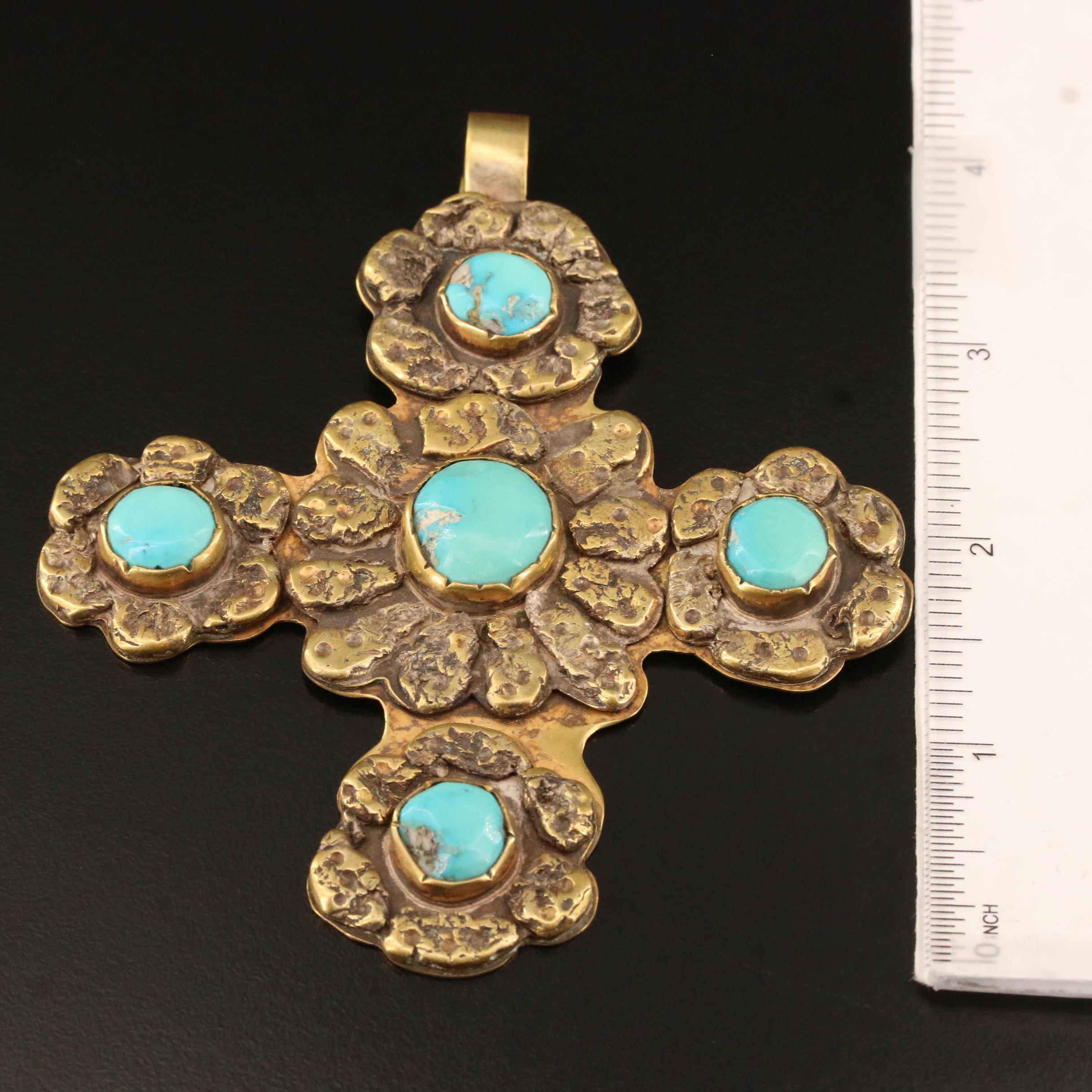 Tony Aguilar Jr. Turquoise Cross Pendant