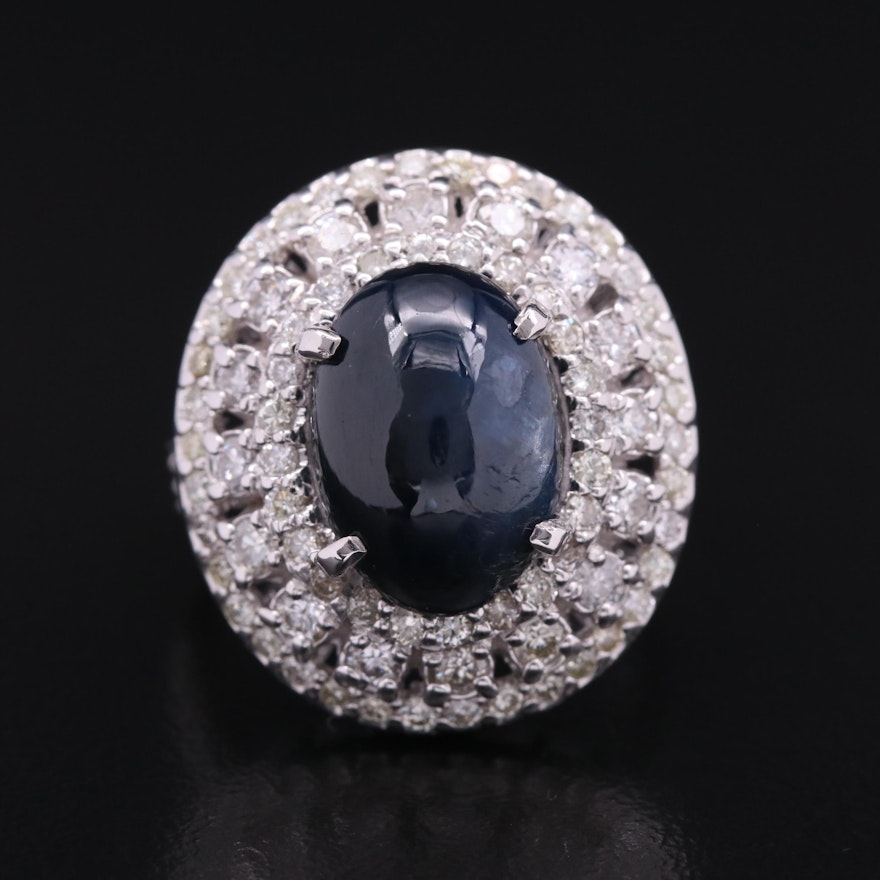 18K 6.32 CT Sapphire and 1.50 CTW Diamond Ring