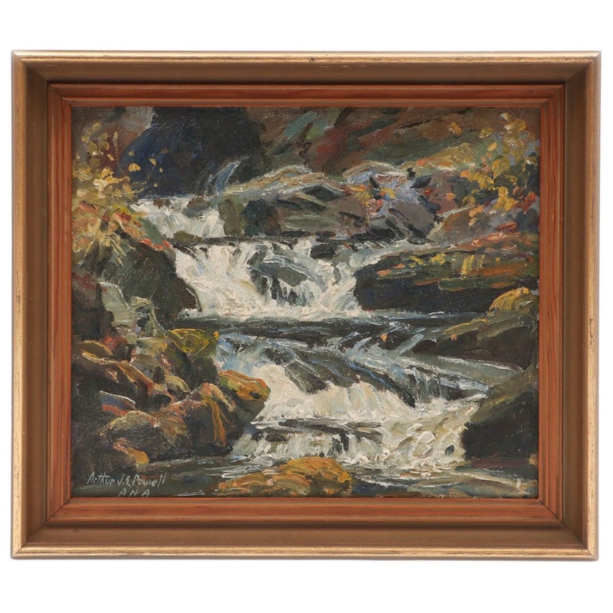 Arthur James Emery Powell Oil Painting of Creek Waterfall