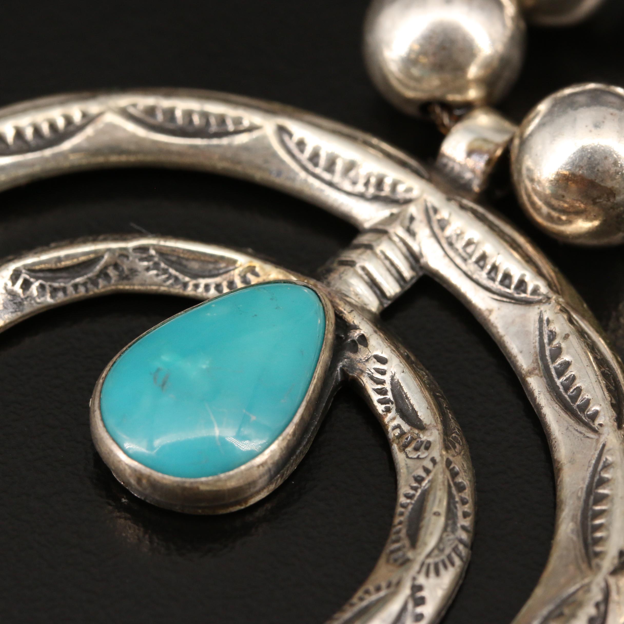 Bell Trading Post Sterling Turquoise Squash Blossom Necklace