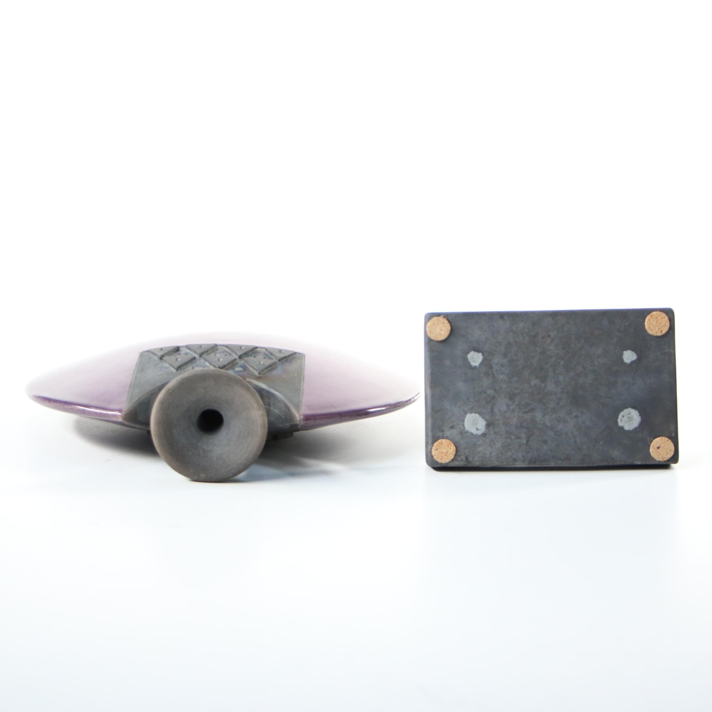 Marc Hansen Pottery Vessel and Lid, Studio Pottery Bud Vase, and Pottery Pitcher