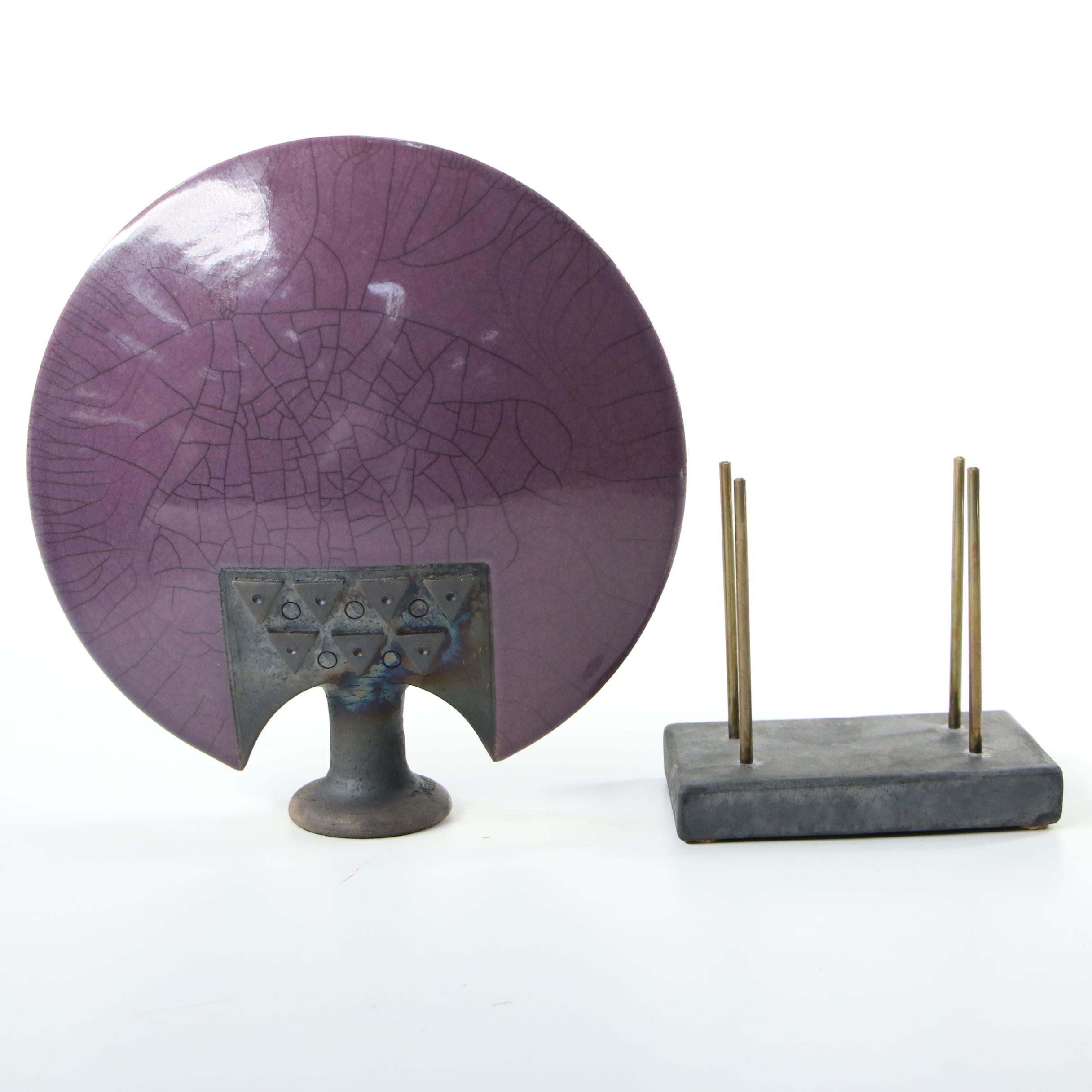 Marc Hansen Pottery Vessel and Lid, Studio Pottery Bud Vase, and Pottery Pitcher