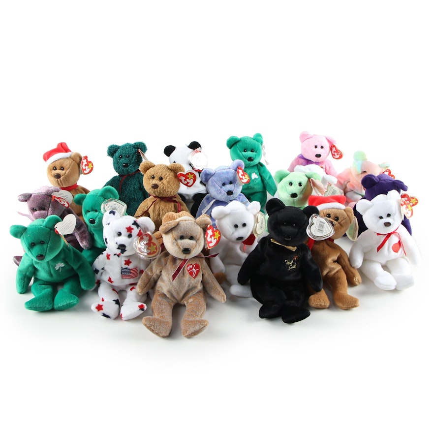 Curly and Princess Beanie Babies with Tag Misprints and Other Beanie Baby Bears