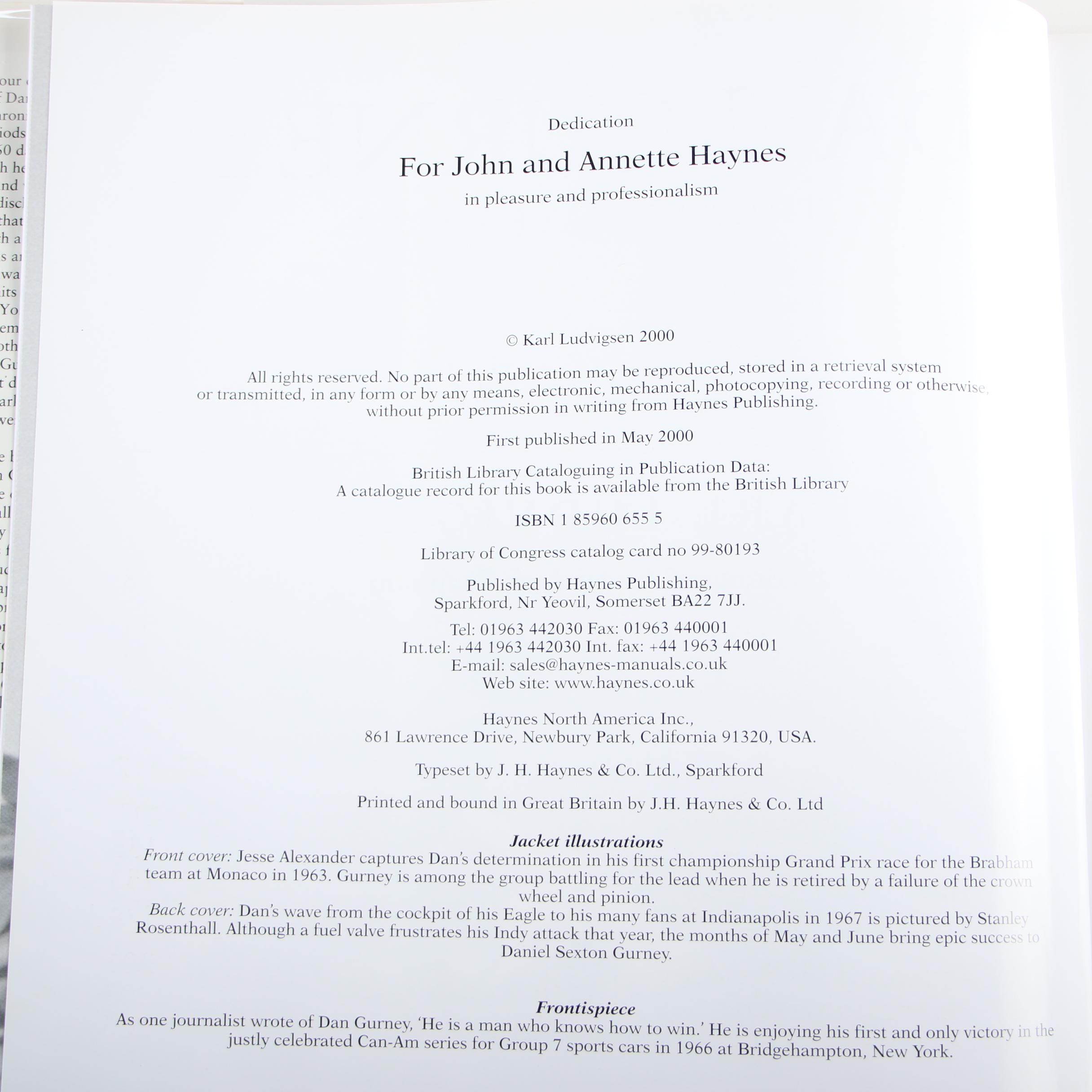 First Edition "Dan Gurney: The Ultimate Racer" with Other Auto Racing Books