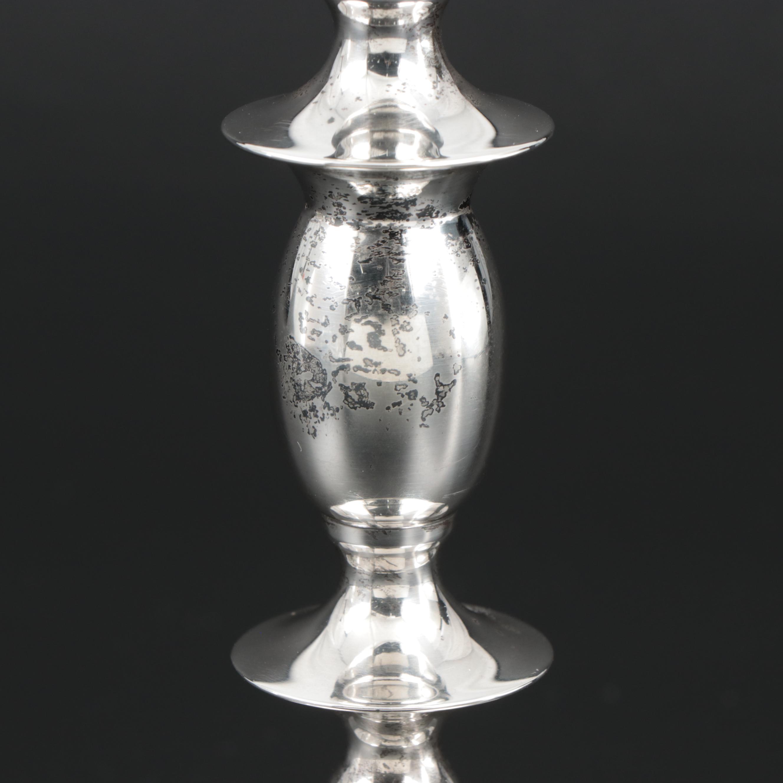 Baldwin & Miller Weighted Sterling Silver Candlestick with Napkin Rings