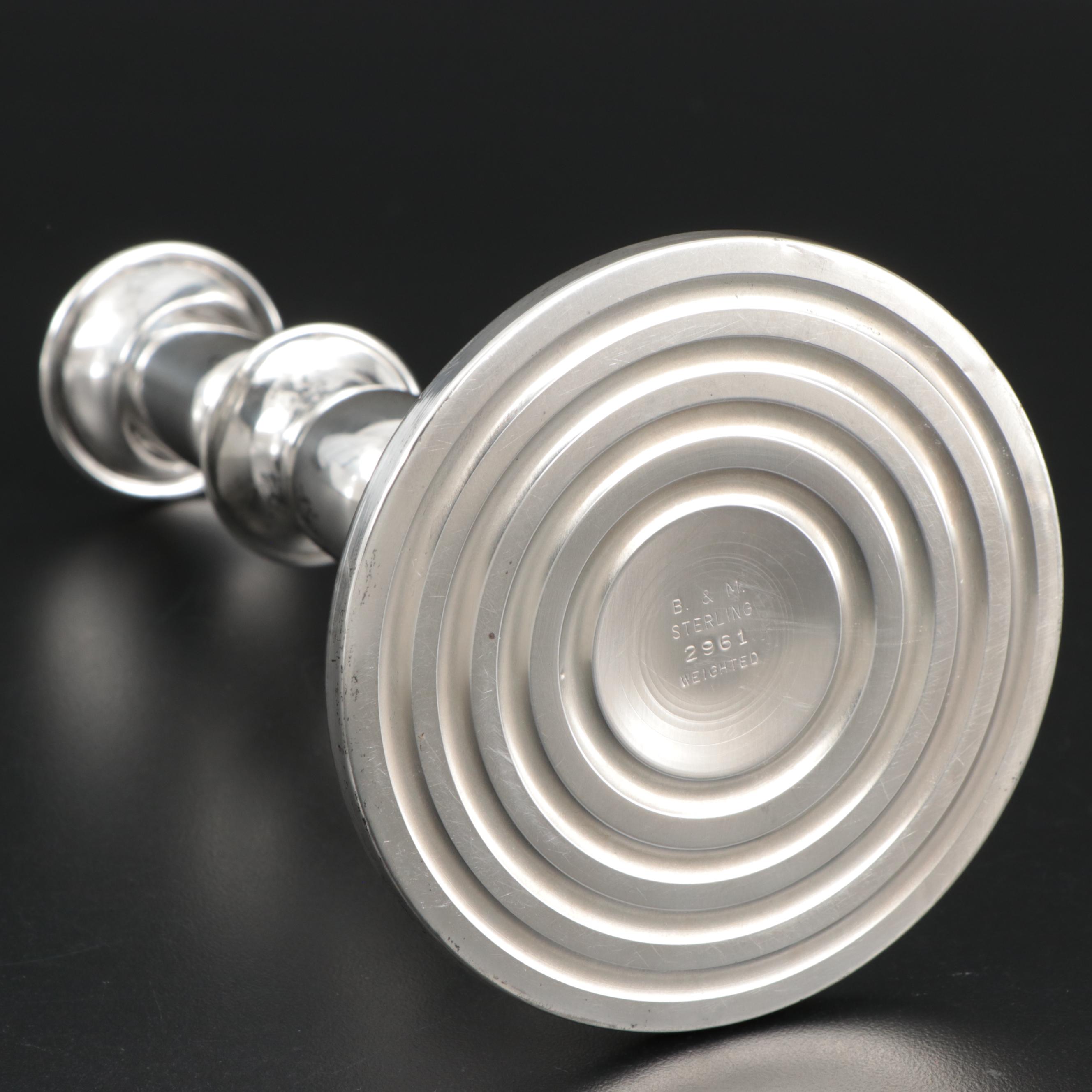 Baldwin & Miller Weighted Sterling Silver Candlestick with Napkin Rings