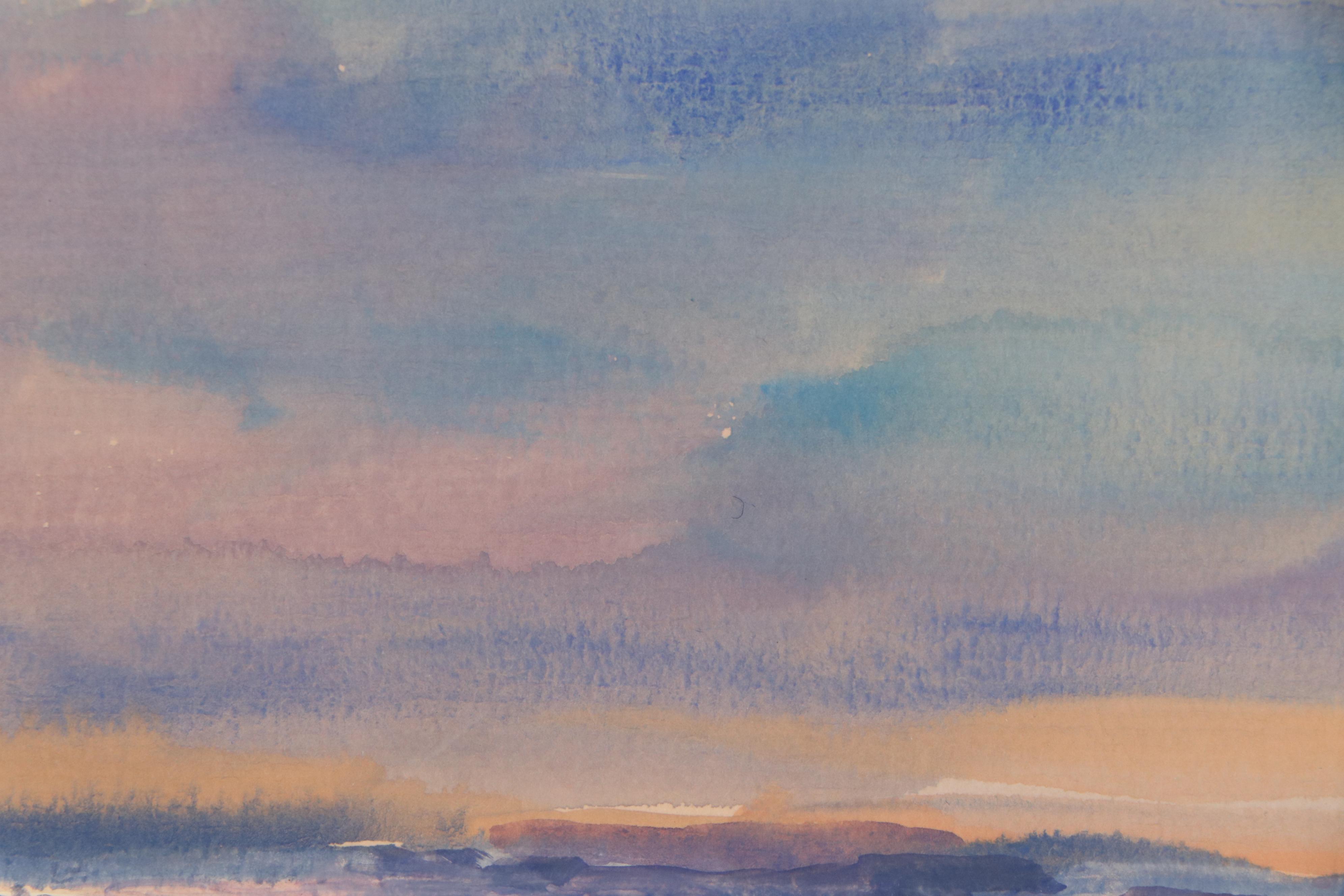 Larry Veeder Western Desert Landscape Gouache Painting, 1989