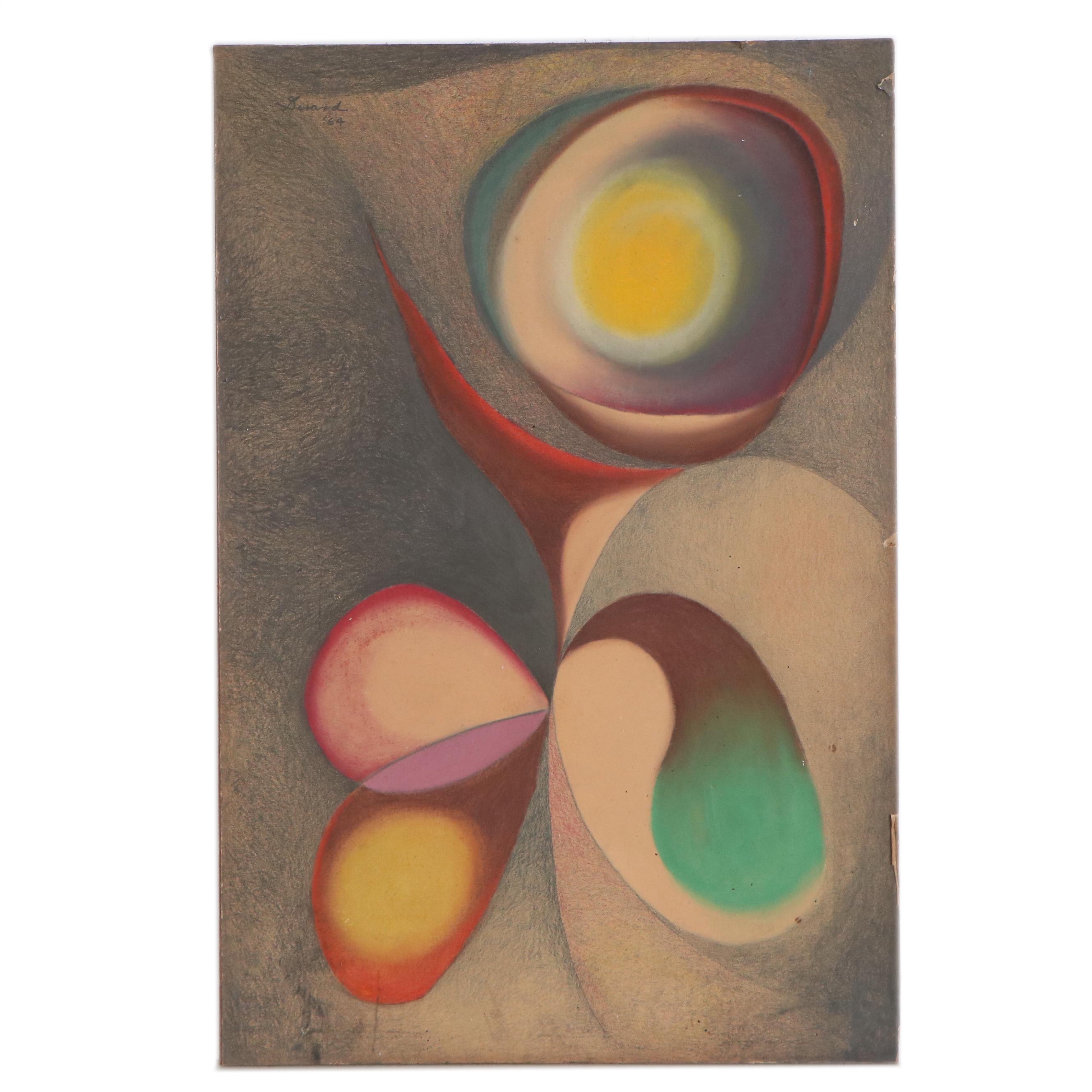 James Gerard De Martini Abstract Pastel Drawing "Bloom Burst", 1964