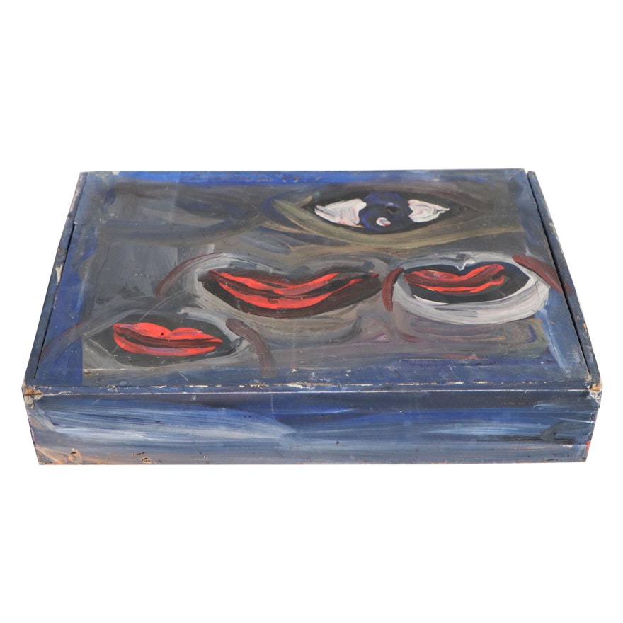 Robert Wright Acrylic Painting on Cigar Box