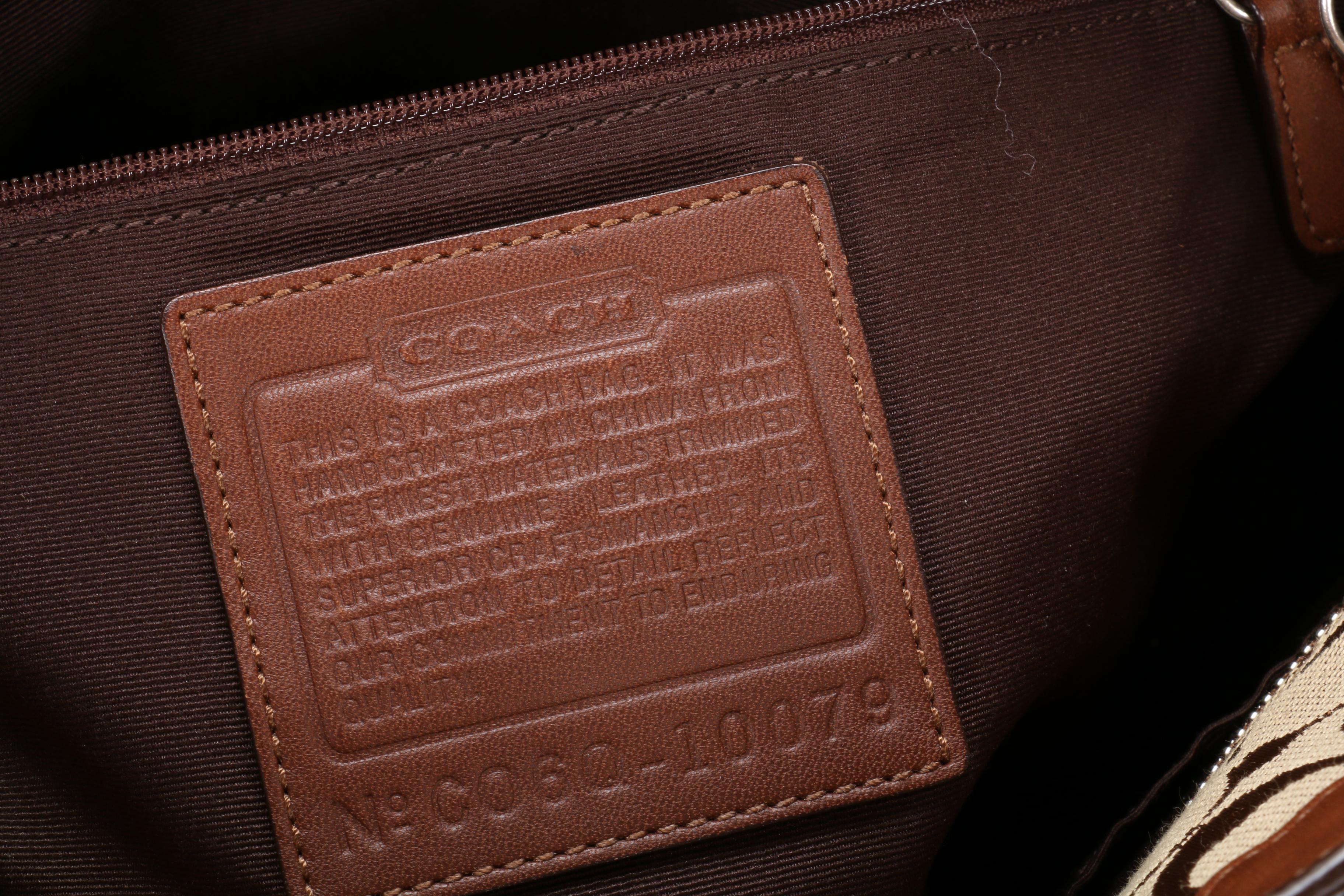 Coach Signature Canvas and Leather Tote Bag with Contrast Stitching