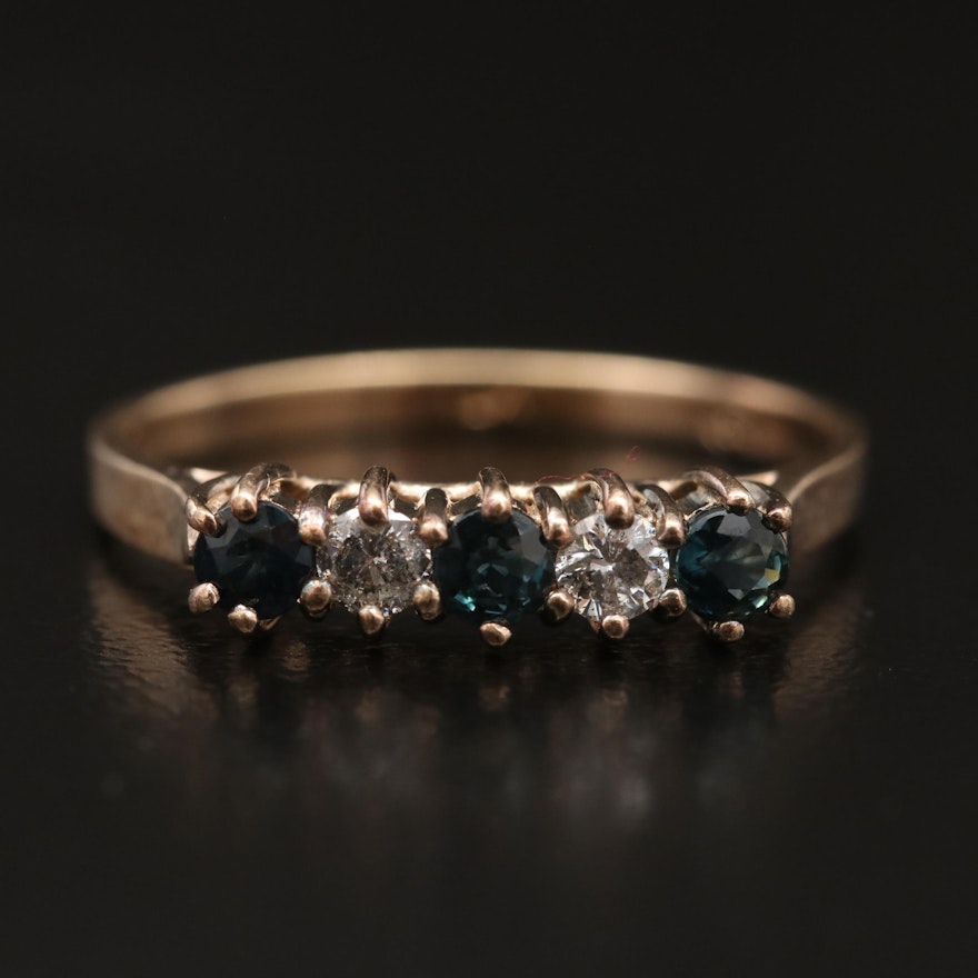 14K Sapphire and Diamond Band