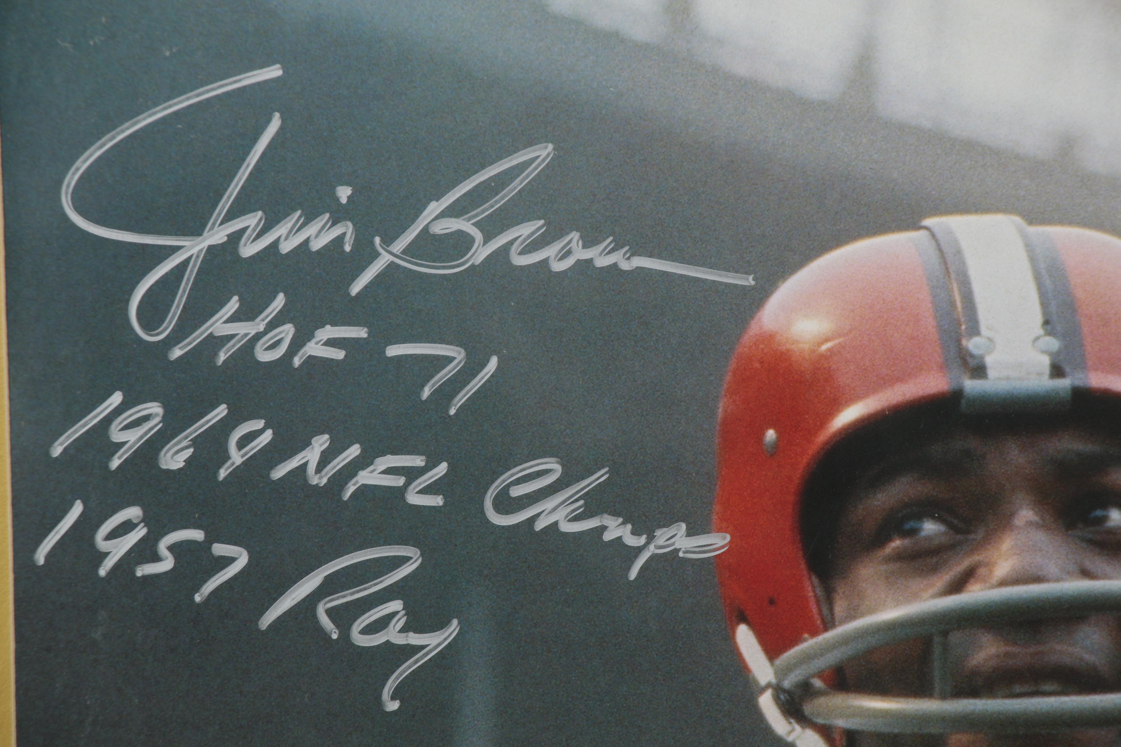 Jim Brown Signed "1957 ROY," "1964 NFL Champs," and "HOF 71" Framed Print, PSA