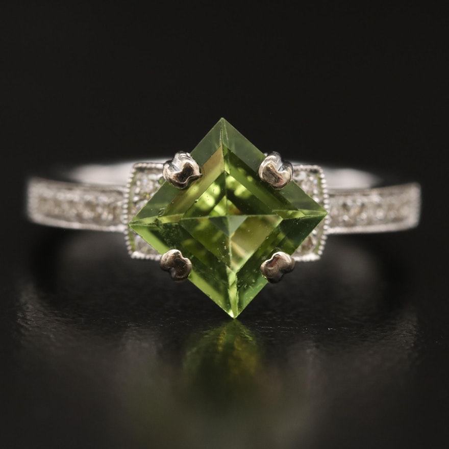 14K Peridot and Diamond Ring