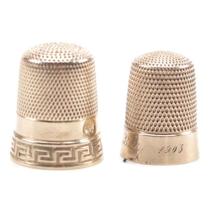Simon Brothers 10K Thimbles, Late 19th/Early 20th Century