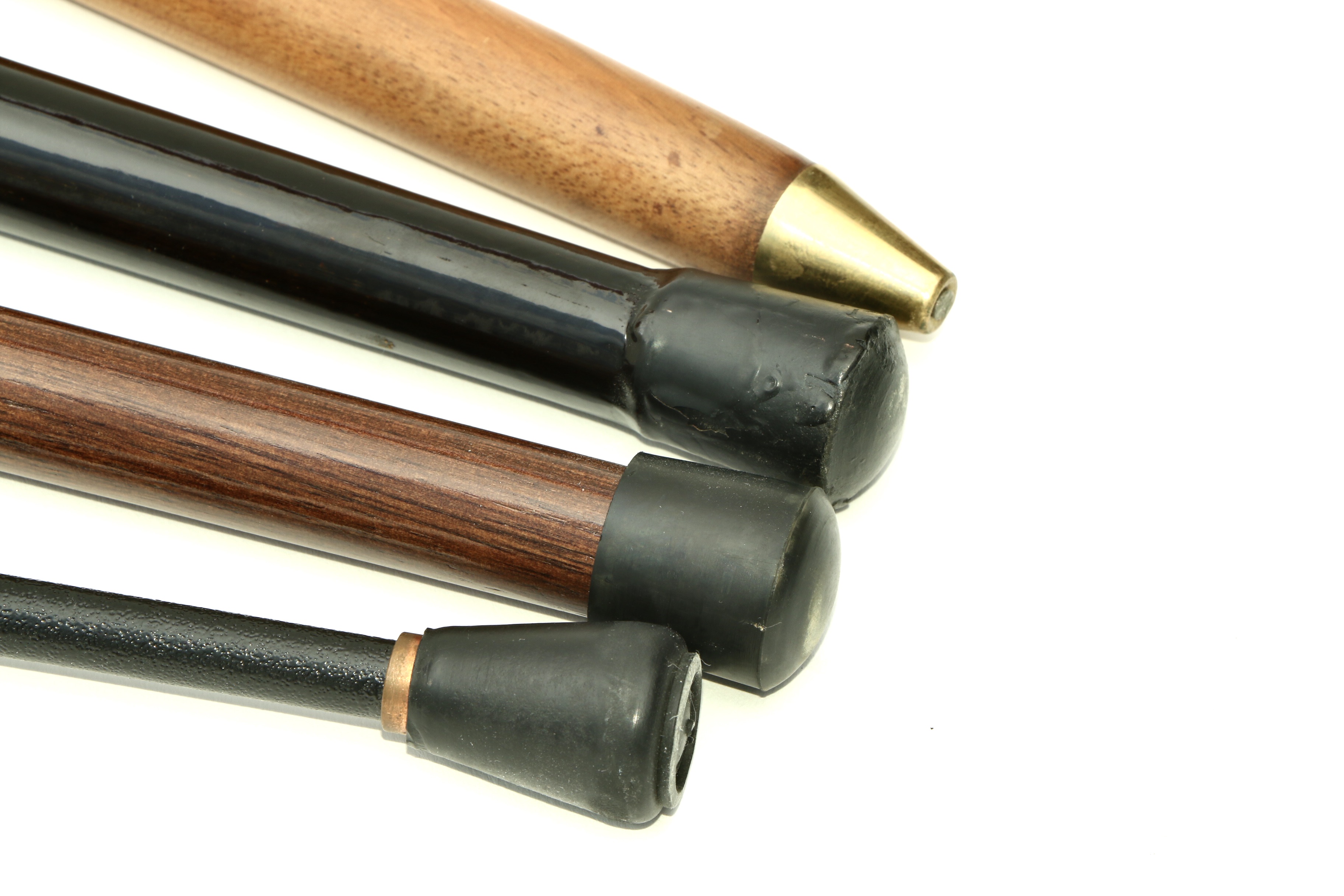 Wood and Brass Figural Walking Canes, with Bridges Glass Door Knob Walking Stick