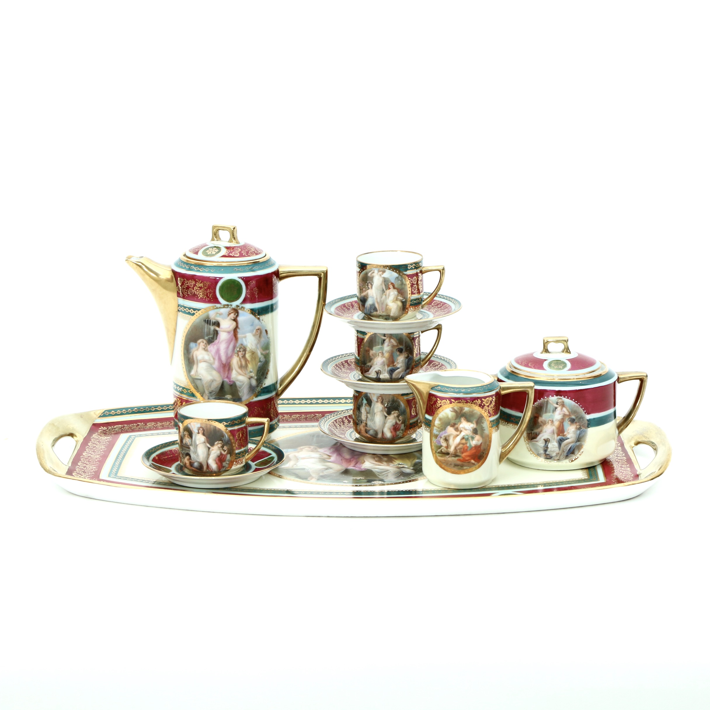 Pirkenhammer Royal Vienna Style Coffee Service, Early 20th Century